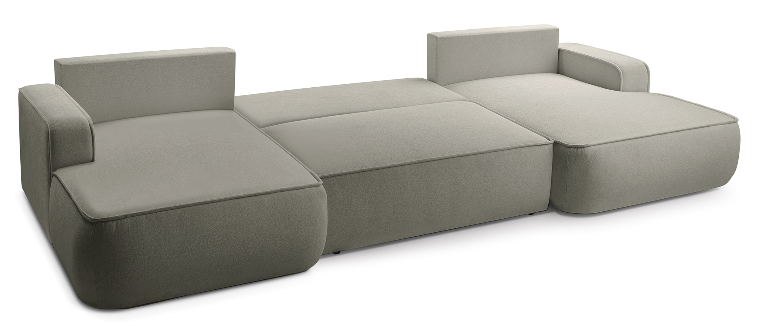 Narożnik z funkcją spania Mollaro U-kształtny uniwersalny z pojemnikiem szarobeżowy boucle