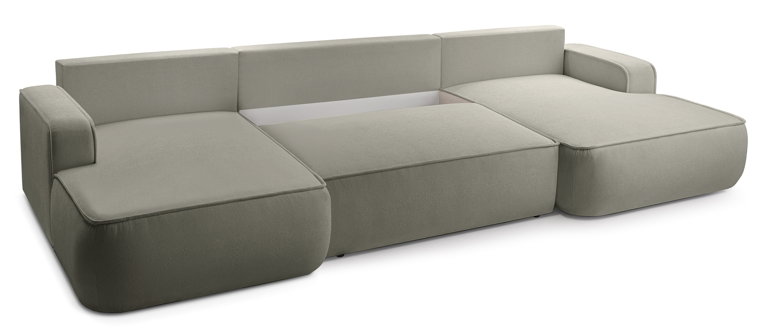 Narożnik z funkcją spania Mollaro U-kształtny uniwersalny z pojemnikiem szarobeżowy boucle