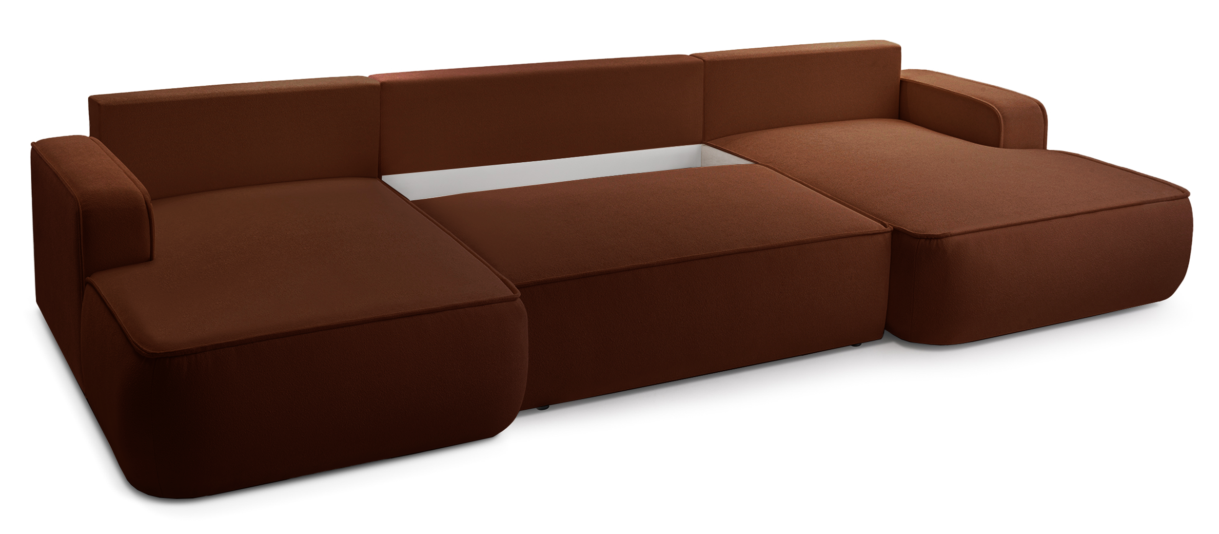 Narożnik z funkcją spania Mollaro U-kształtny uniwersalny z pojemnikiem miedziany boucle