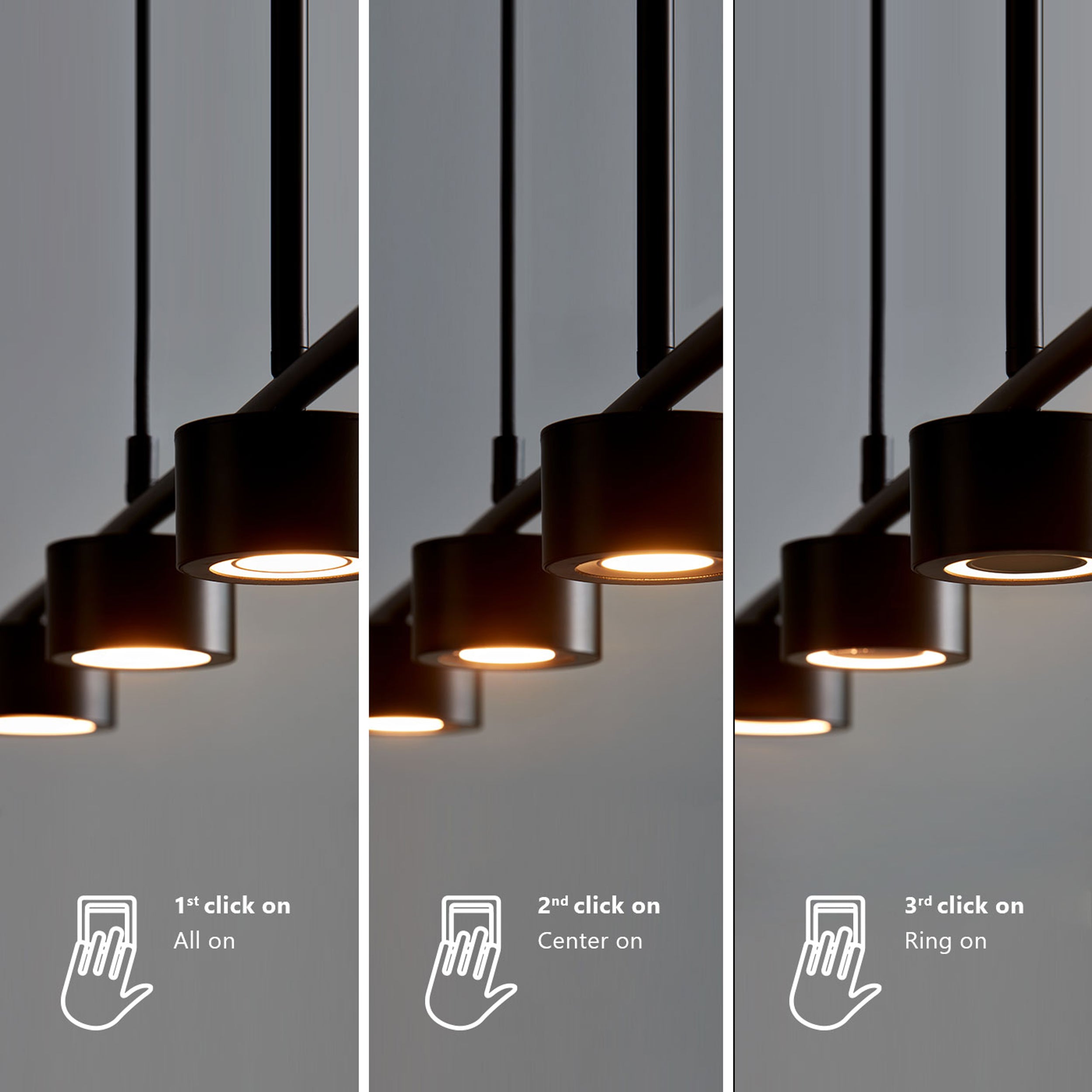Plafon Clyde LED x4 czarny z funkcją ściemniania