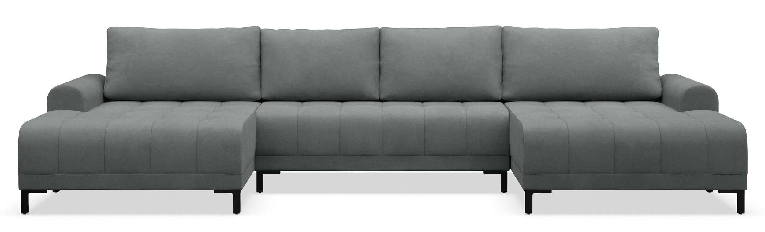 Narożnik z funkcją spania Motilla U-kształtny uniwersalny z pojemnikiem jasnoszary welur hydrofobowy