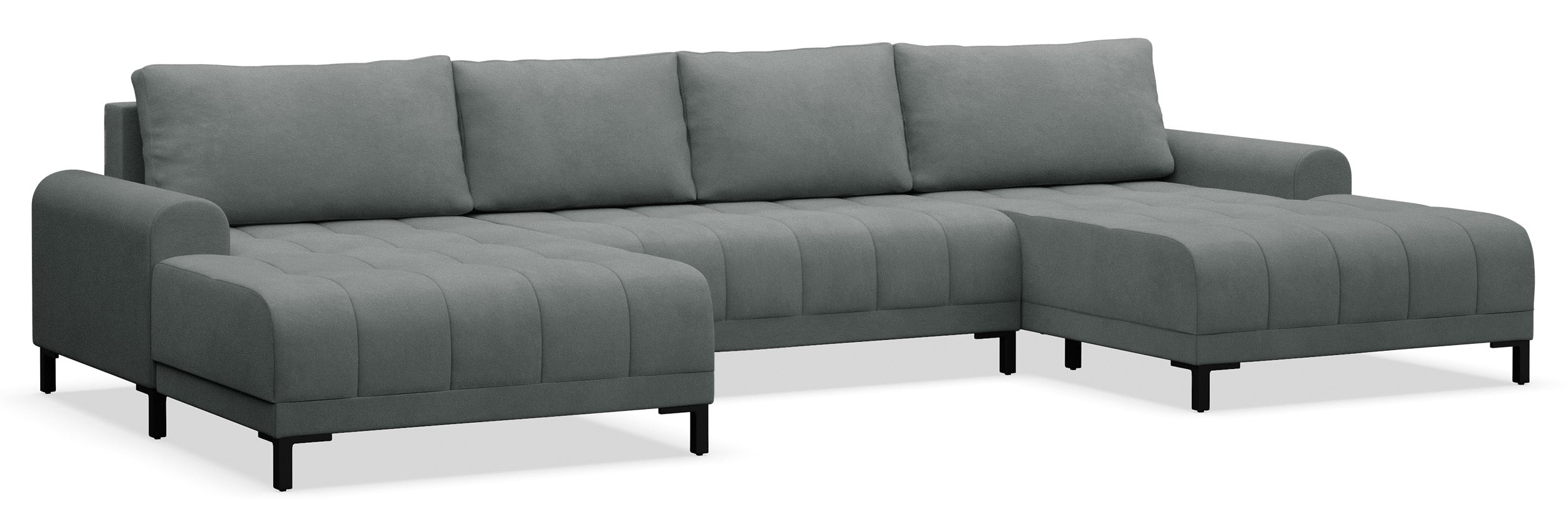 Narożnik z funkcją spania Motilla U-kształtny uniwersalny z pojemnikiem jasnoszary welur hydrofobowy