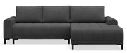 Narożnik z funkcją spania Motilla L-kształtny prawostronny z pojemnikiem ciemnoszary welur hydrofobowy