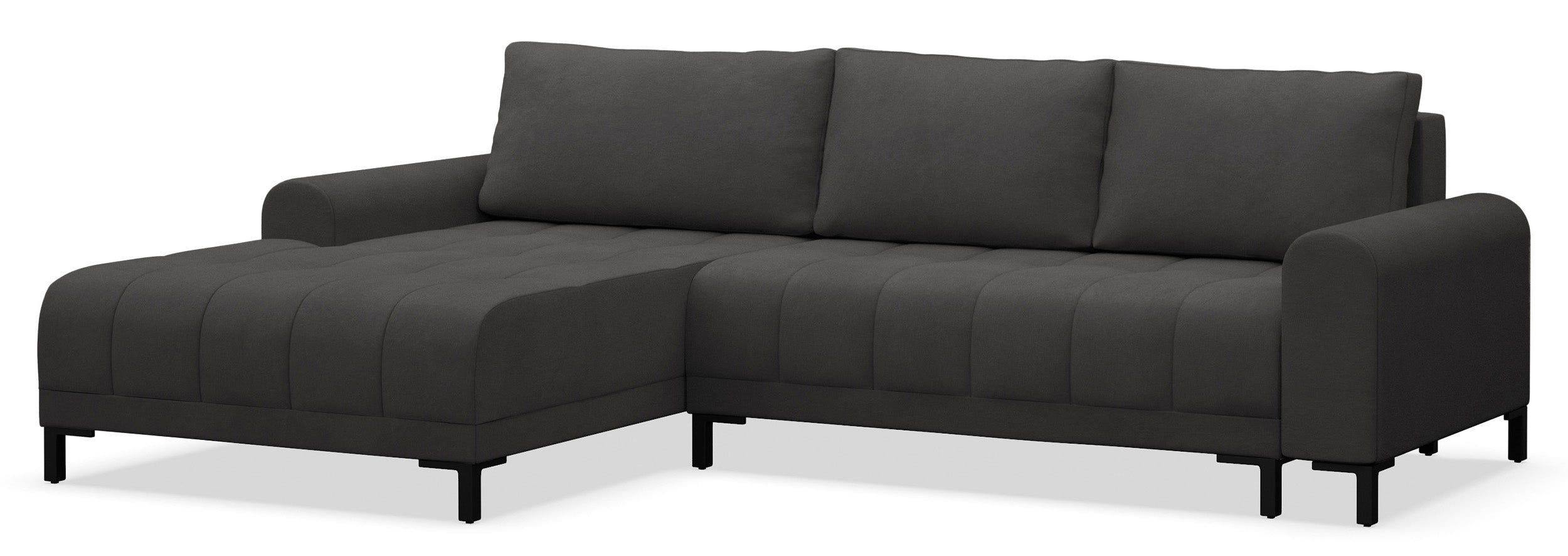 Narożnik z funkcją spania Motilla L-kształtny lewostronny z pojemnikiem ciemnoszary welur hydrofobowy