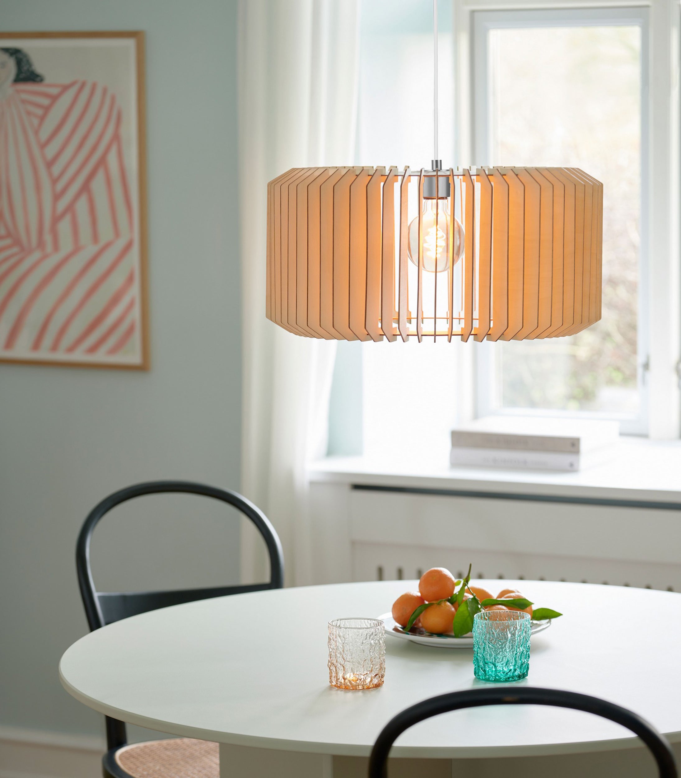 Lampa wisząca Asti drewniany ażurowy klosz