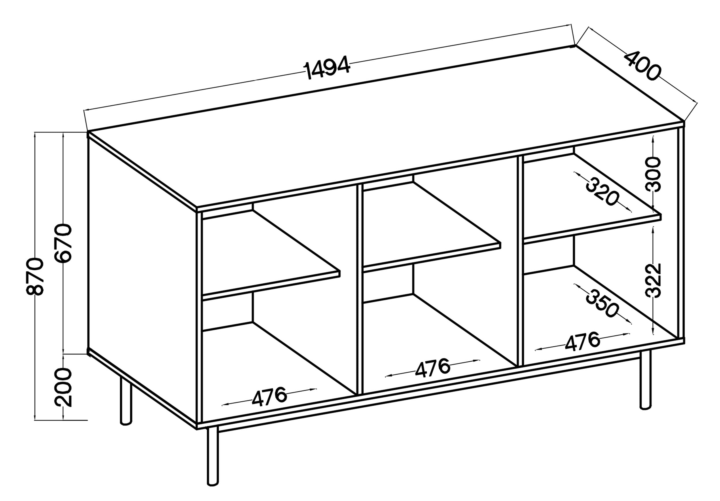 Komoda trzydrzwiowa Neksto 150 cm Dąb olejowany