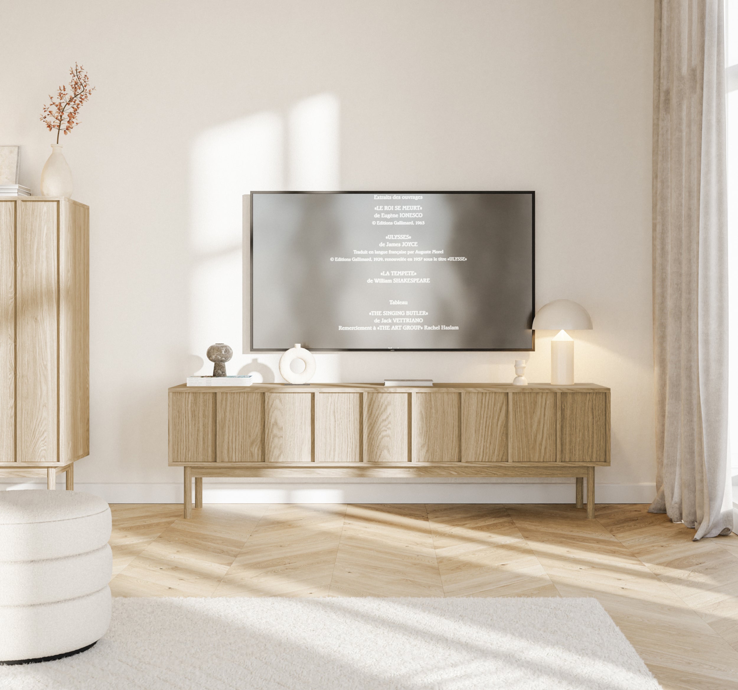 Szafka RTV Neksto z trzema szufladami 170 cm Dąb olejowany