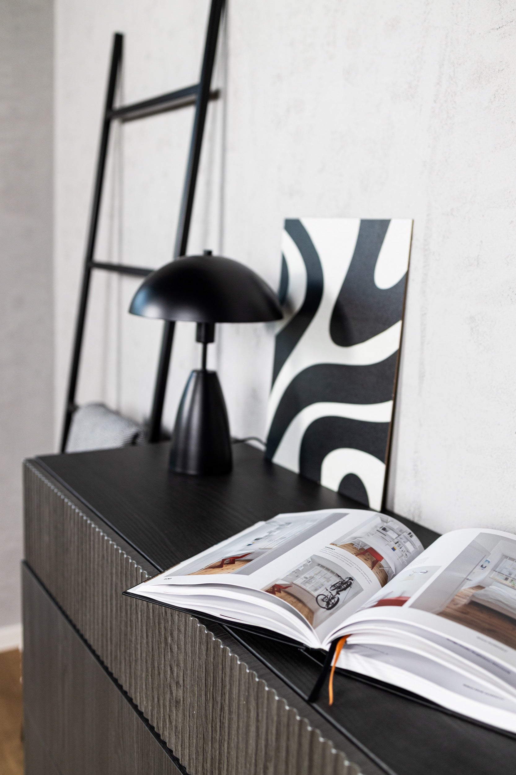 Komoda dwudrzwiowa Nolie z dwoma szufladami 100 cm Jesion Portland Czarny