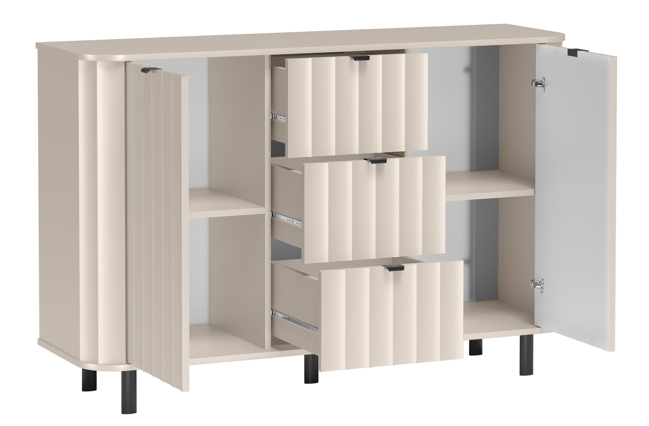Komoda dwudrzwiowa Novado z trzema szufladami 137 cm kaszmir