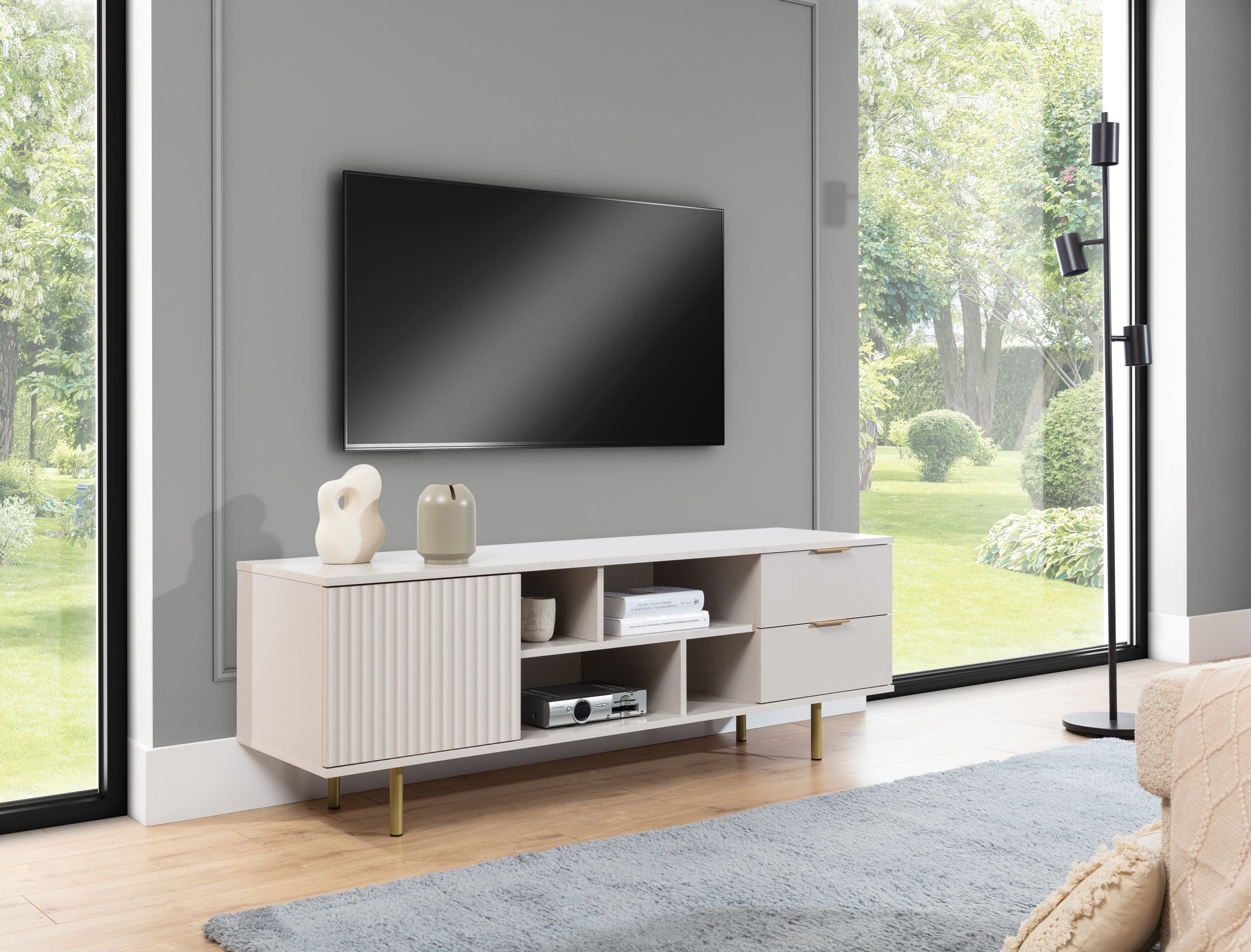 Szafka RTV Klazby 150 cm kaszmir lamele