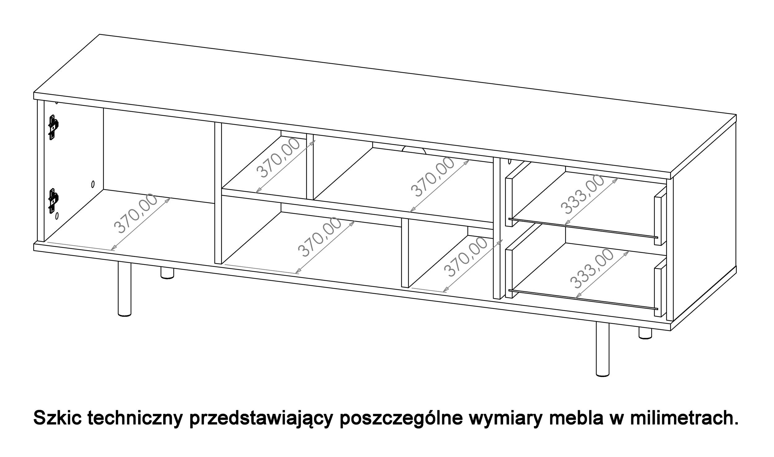 Szafka RTV Klazby 150 cm czarny mat lamele