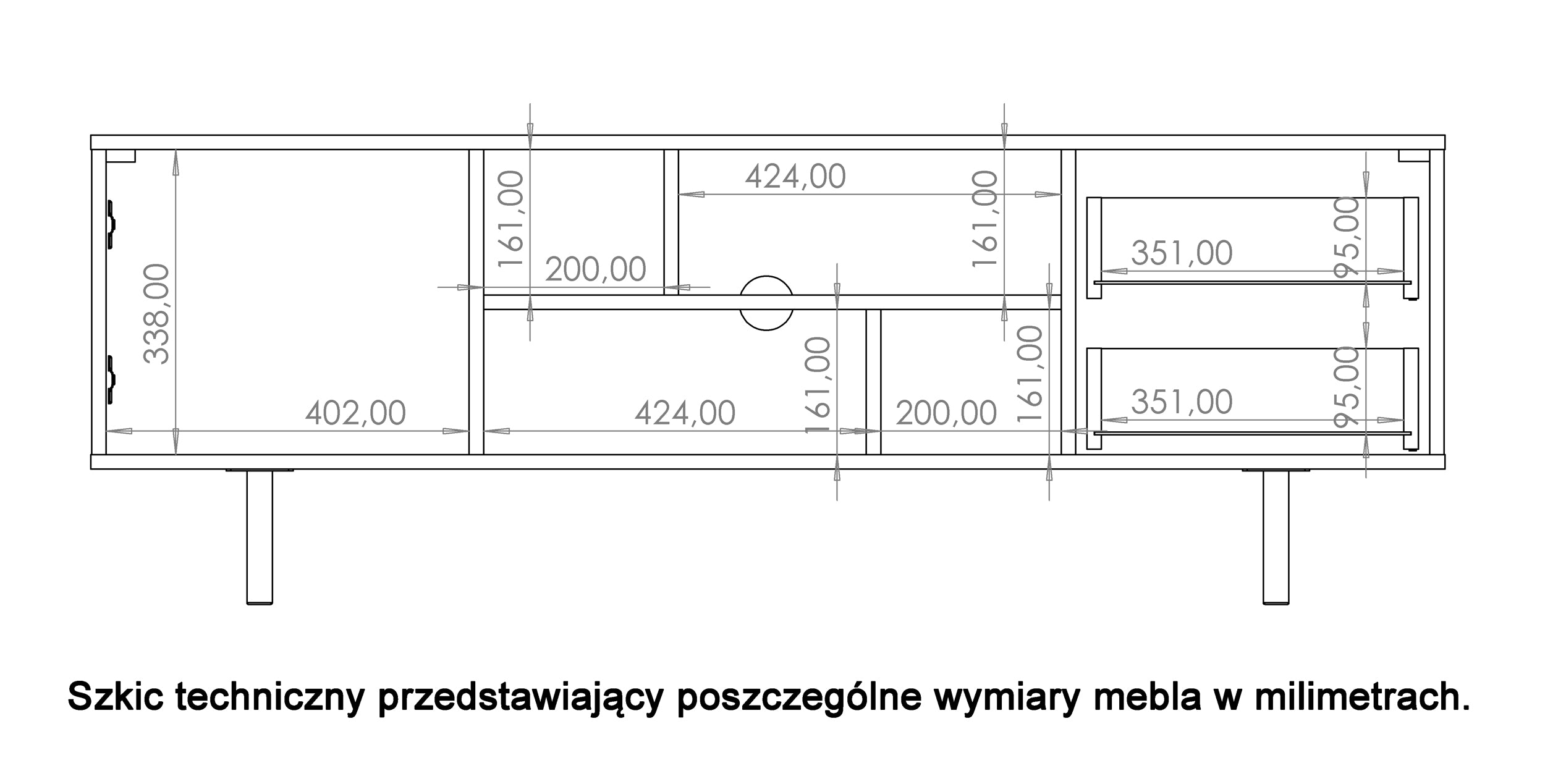 Szafka RTV Klazby 150 cm czarny mat lamele