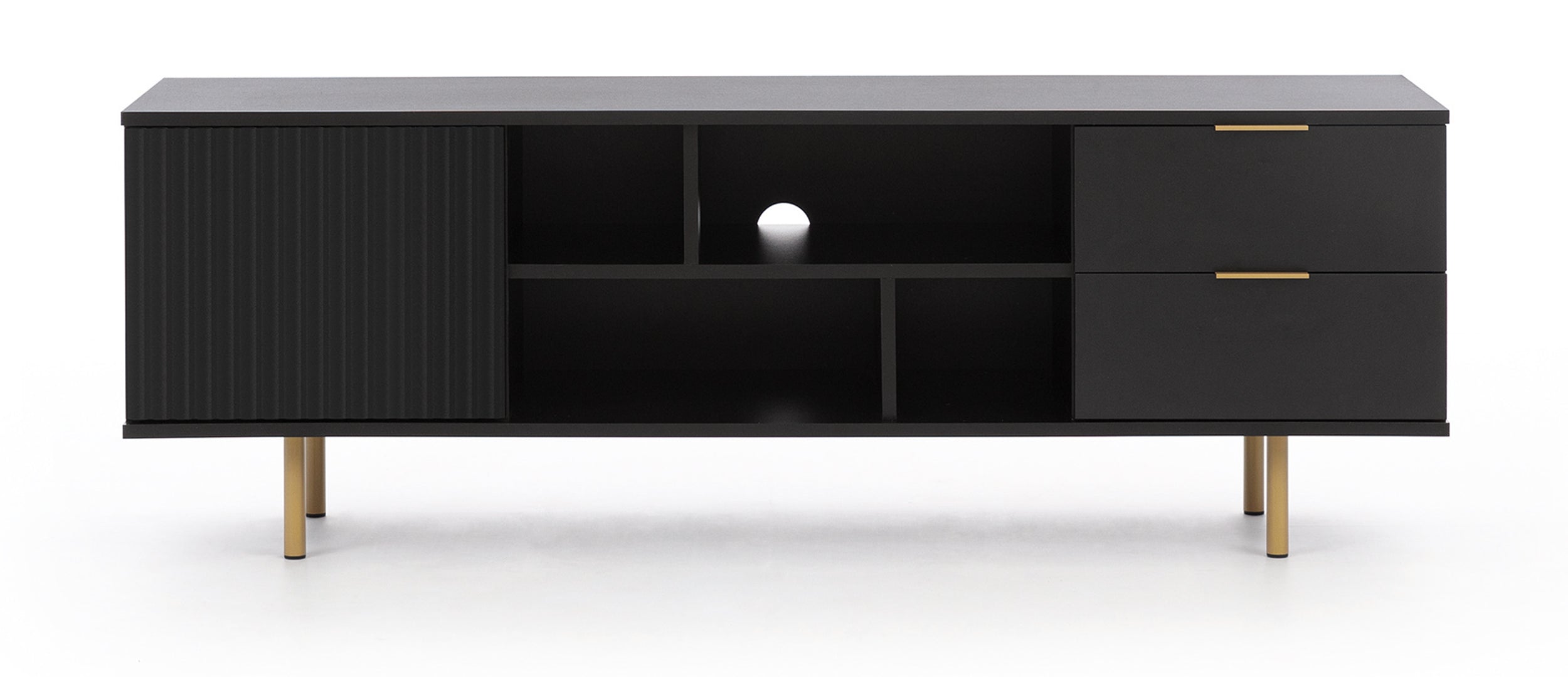 Szafka RTV Klazby 150 cm czarny mat lamele