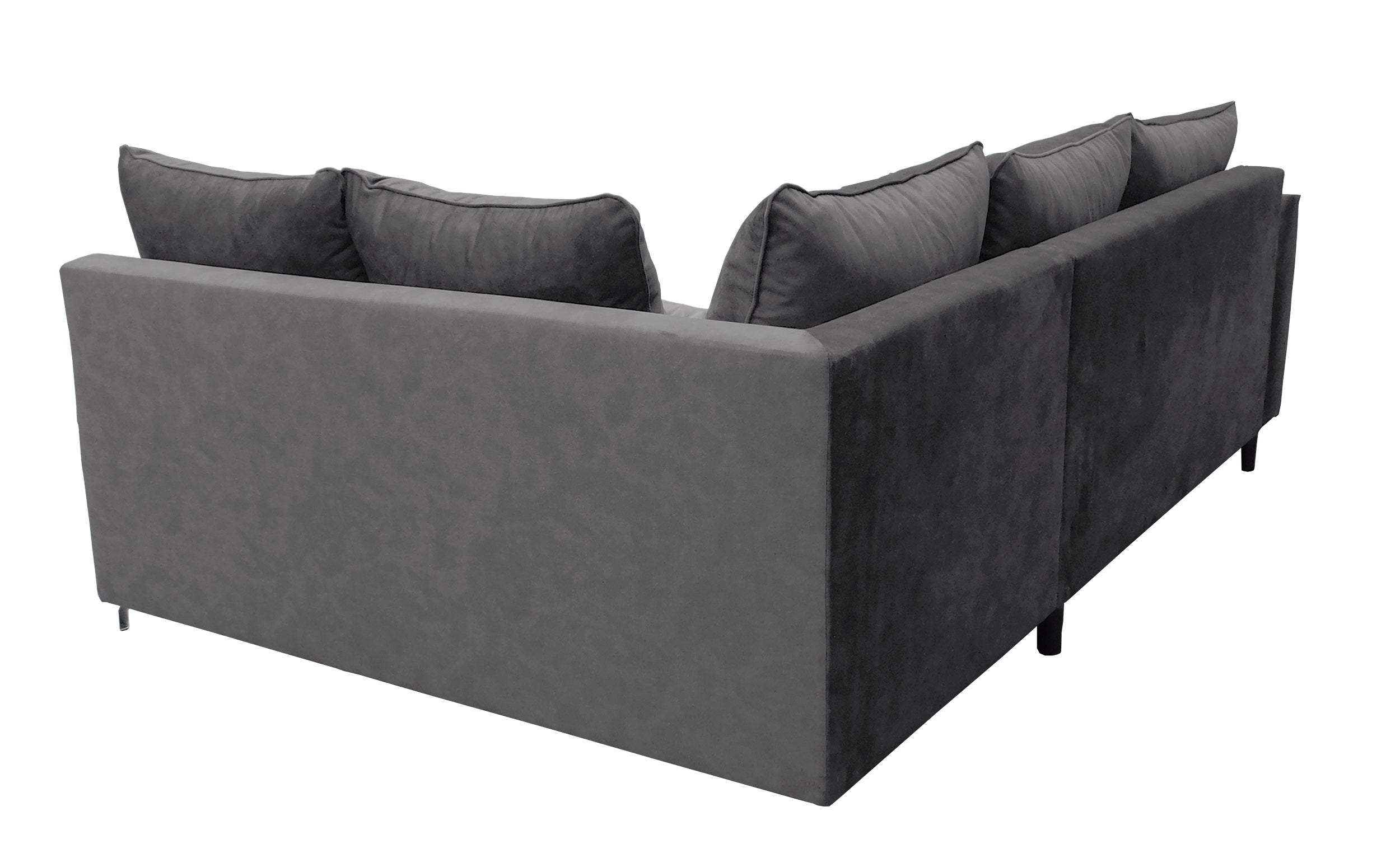 Narożnik z funkcją spania Zaria L-kształtny szary z pojemnikiem welur hydrofobowy prawostronny