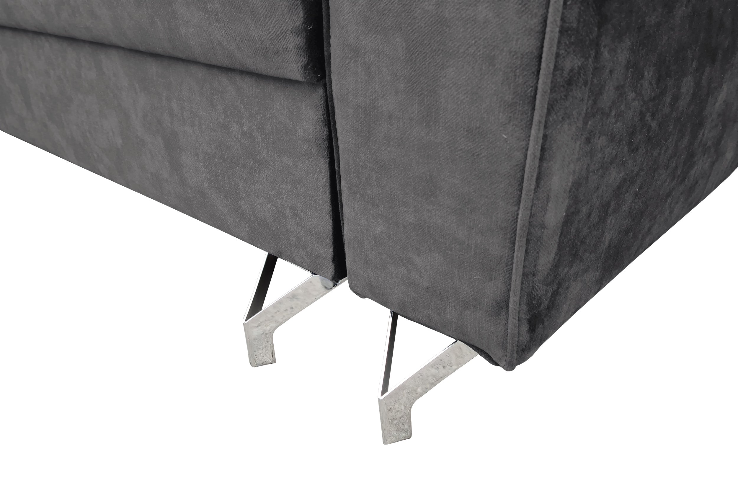 Narożnik z funkcją spania Zaria L-kształtny szary z pojemnikiem welur hydrofobowy lewostronny