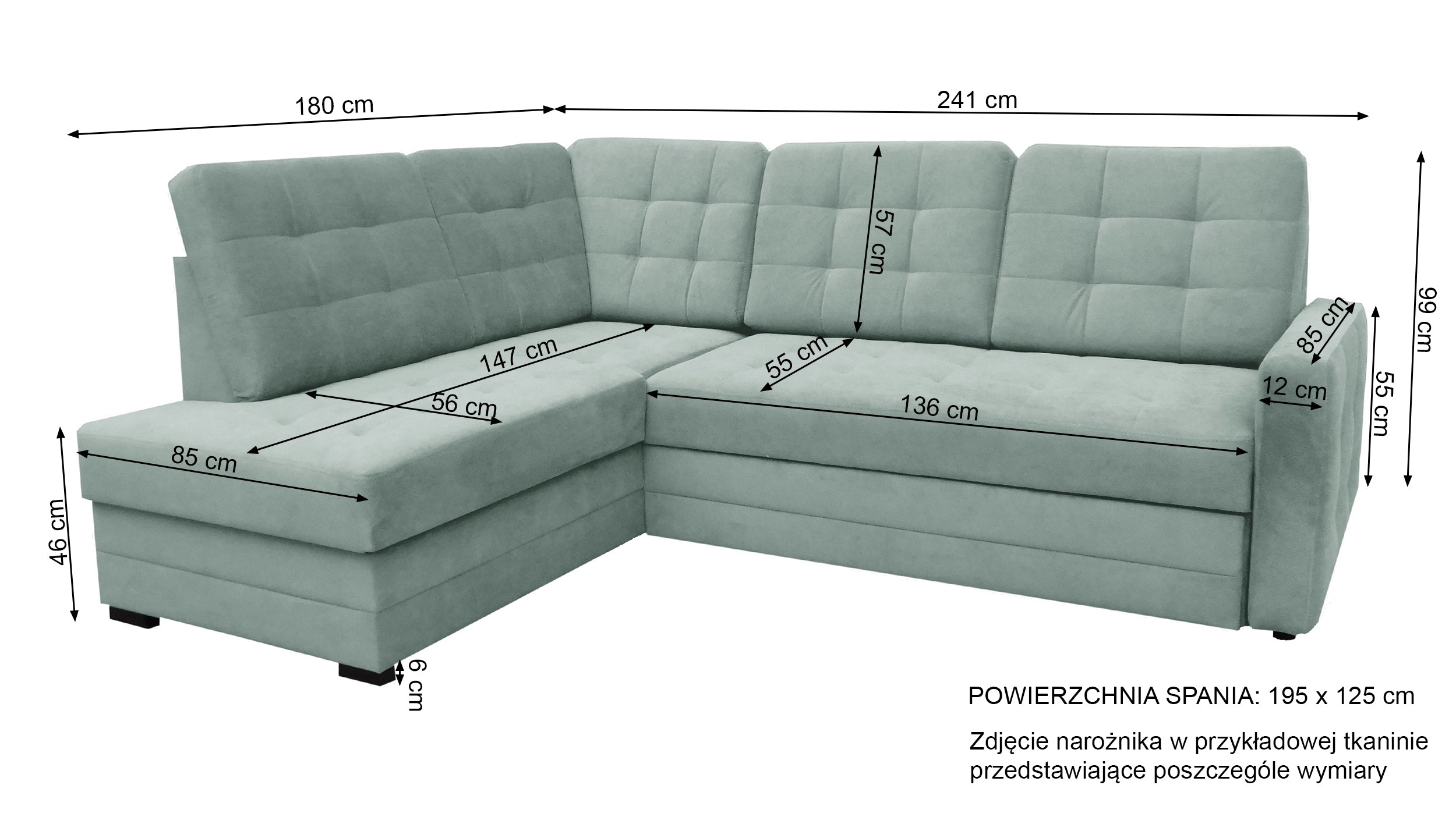 Narożnik z funkcją spania Tando L-kształtny granatowy z pojemnikiem welur hydrofobowy lewostronny