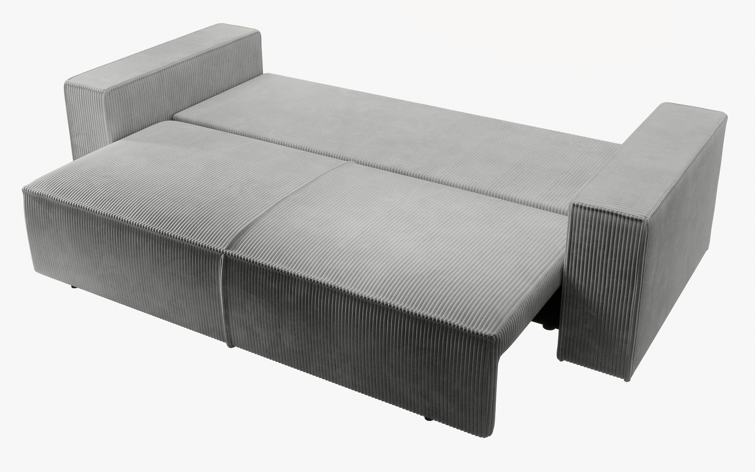 Kanapa rozkładana trzyosobowa Farese z pojemnikiem jasnoszara sztruks