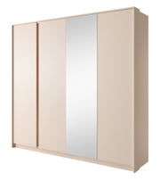 Szafa czterodrzwiowa Odesty z drążkiem, półkami i lustrem 220 cm Beżowa