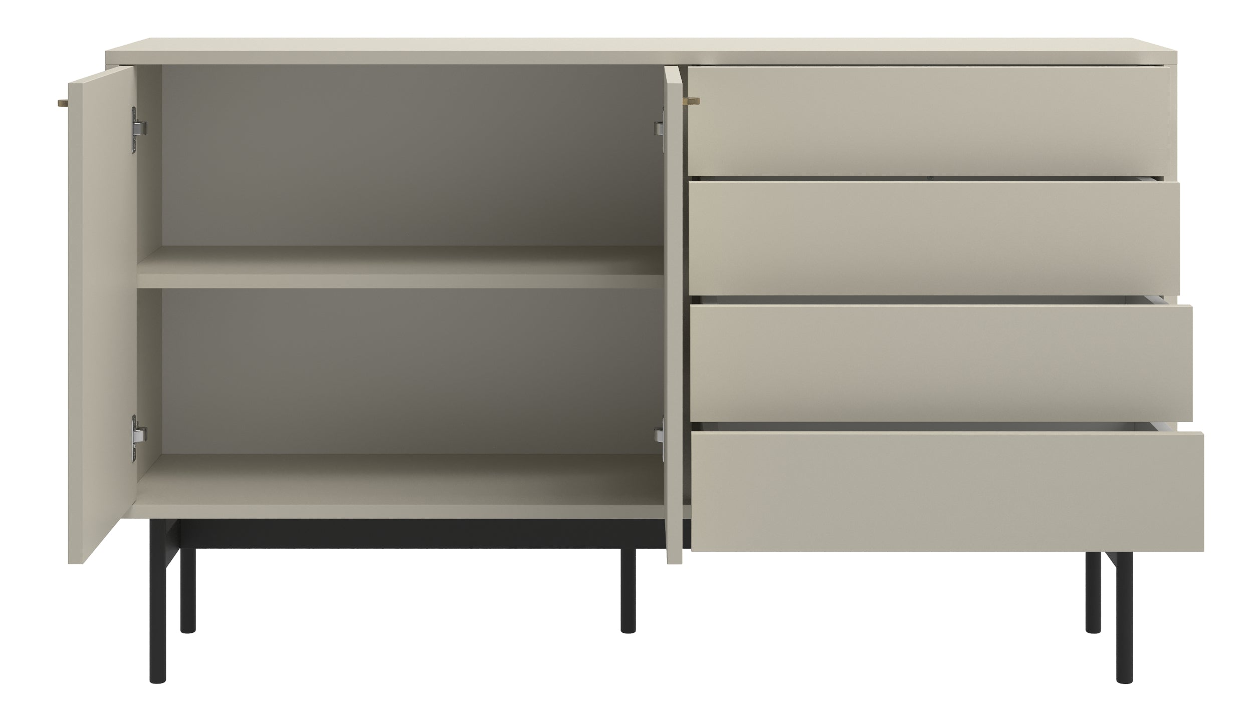 Komoda dwudrzwiowa Olar z czterema szufladami 154 cm kaszmir
