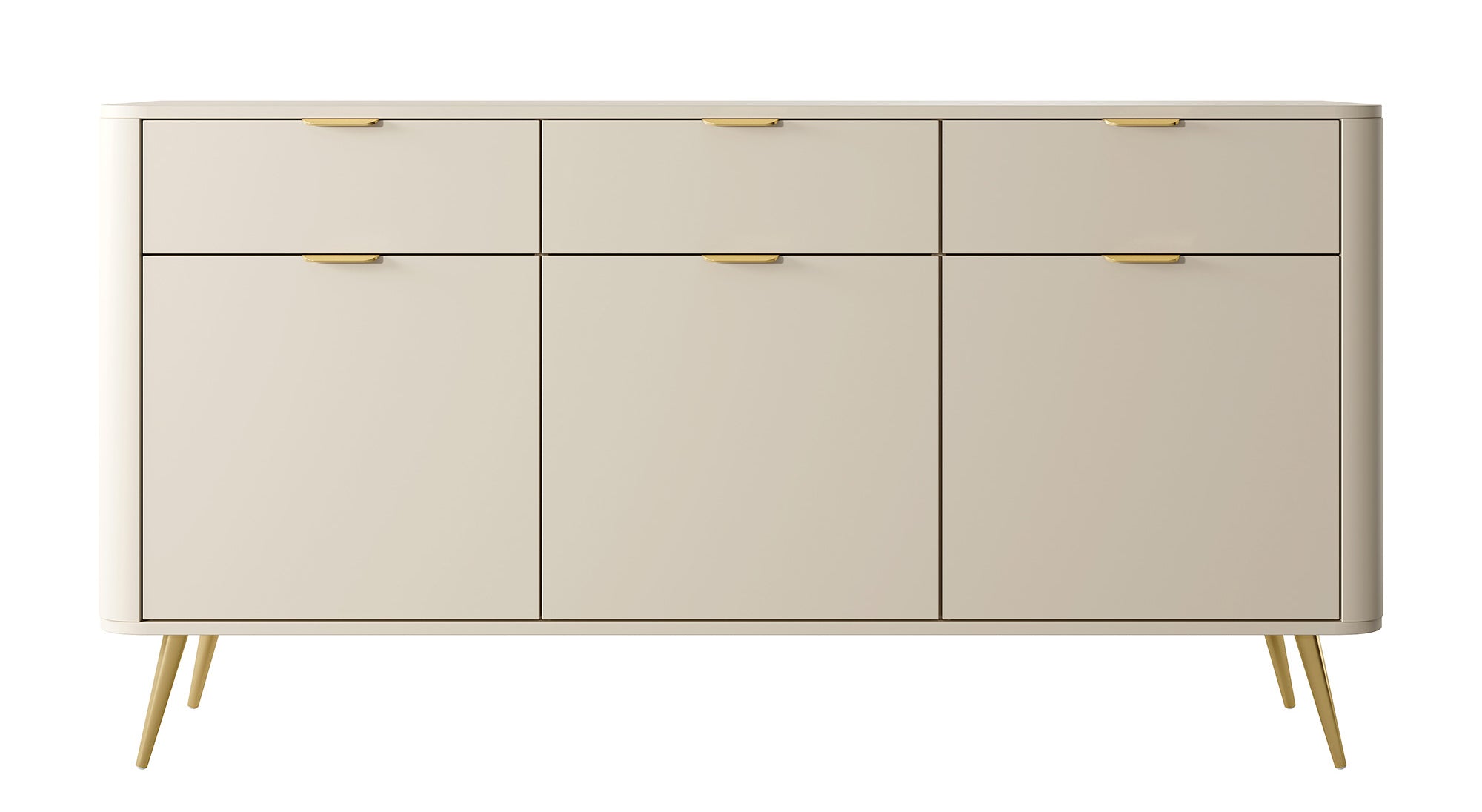 Komoda trzydrzwiowa Oval z szufladami 163,5 cm beż piaskowy