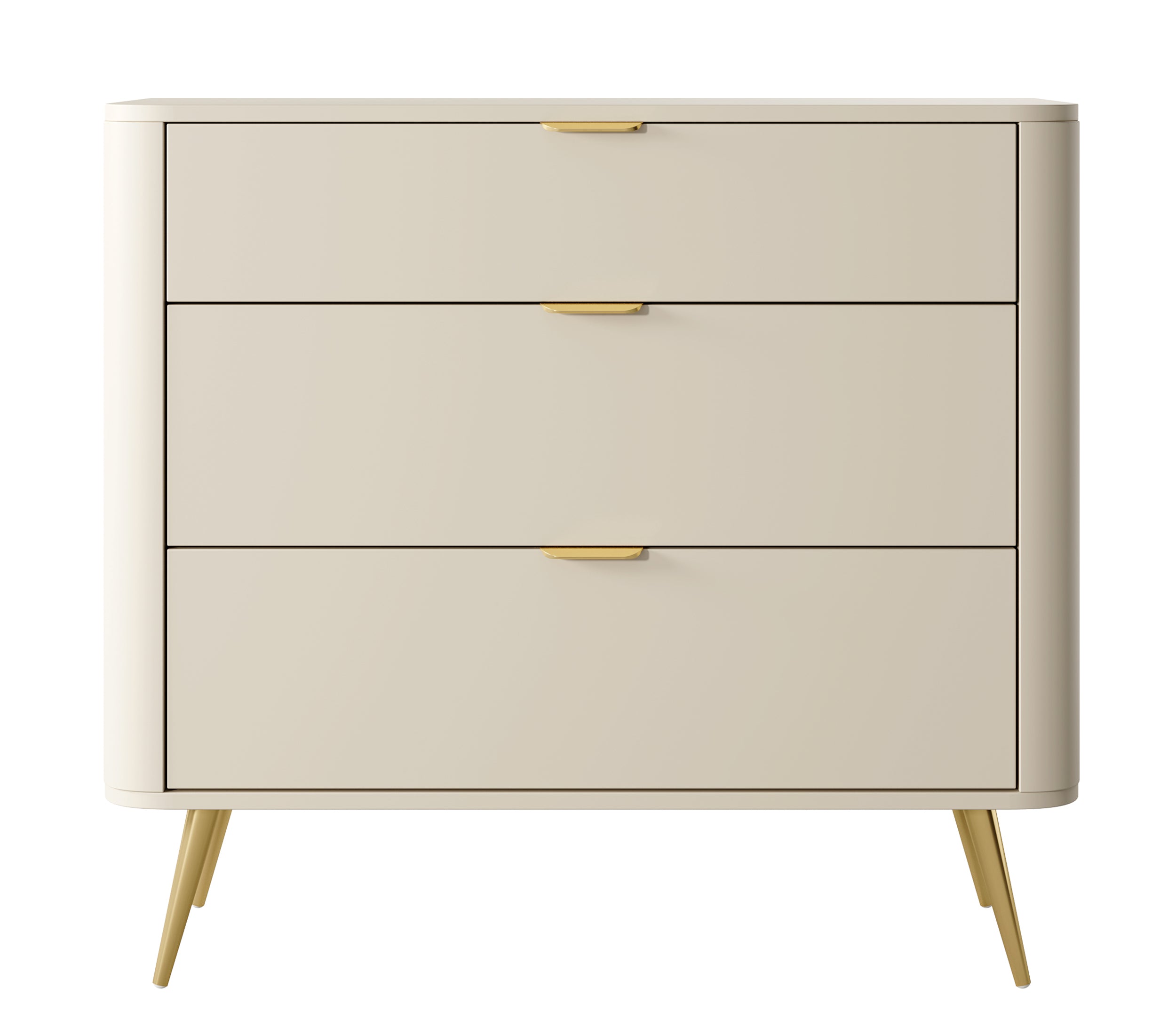Komoda Oval z trzema szufladami 92 cm beż piaskowy