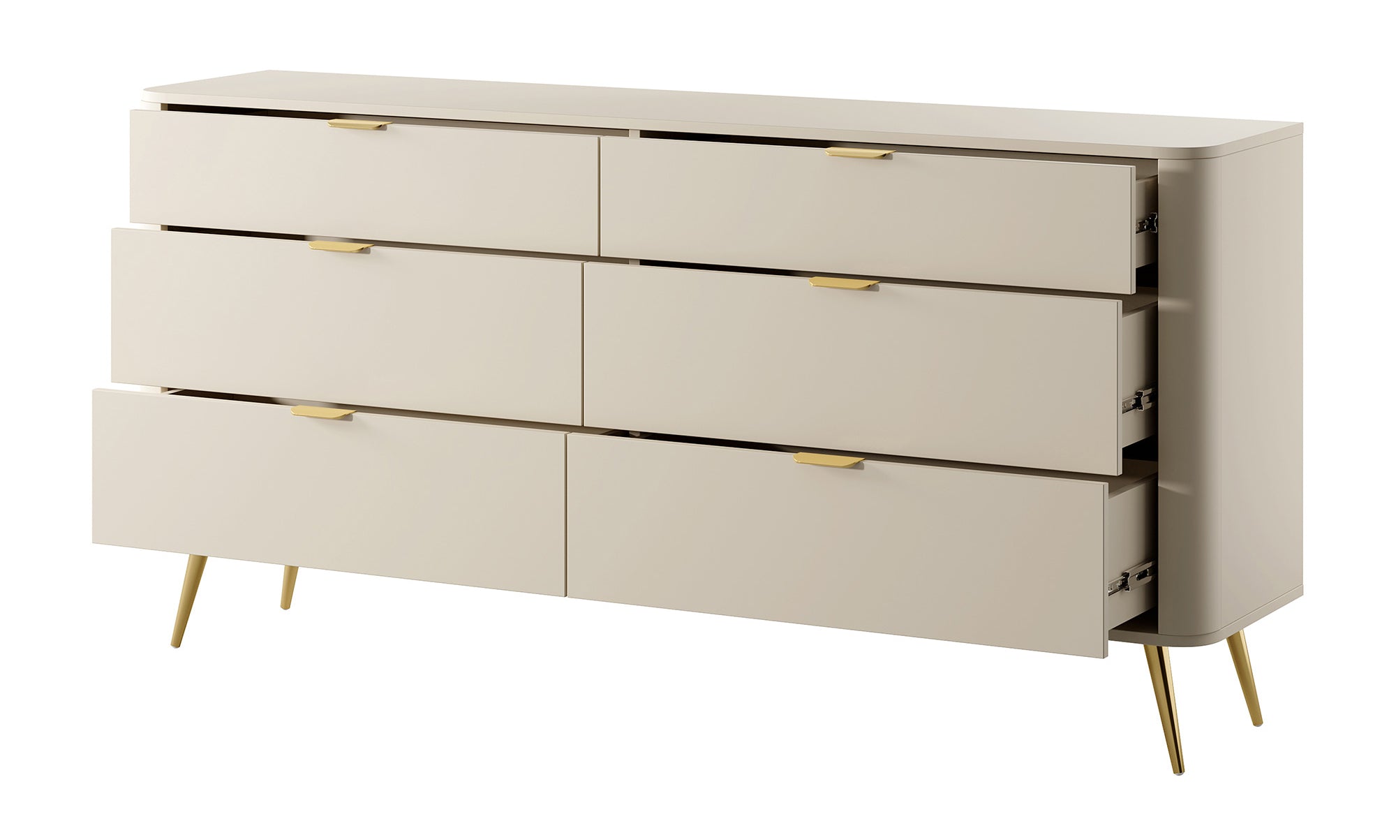 Komoda Oval z sześcioma szufladami 173 cm beż piaskowy