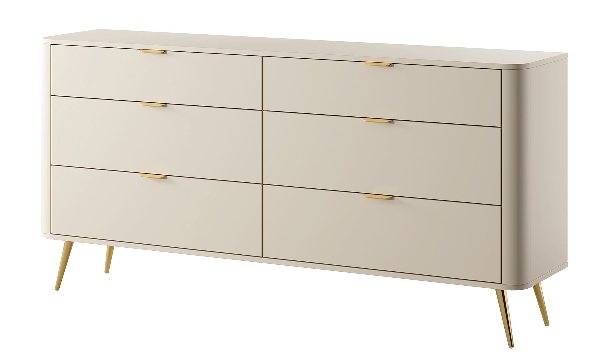Komoda Oval z sześcioma szufladami 173 cm beż piaskowy