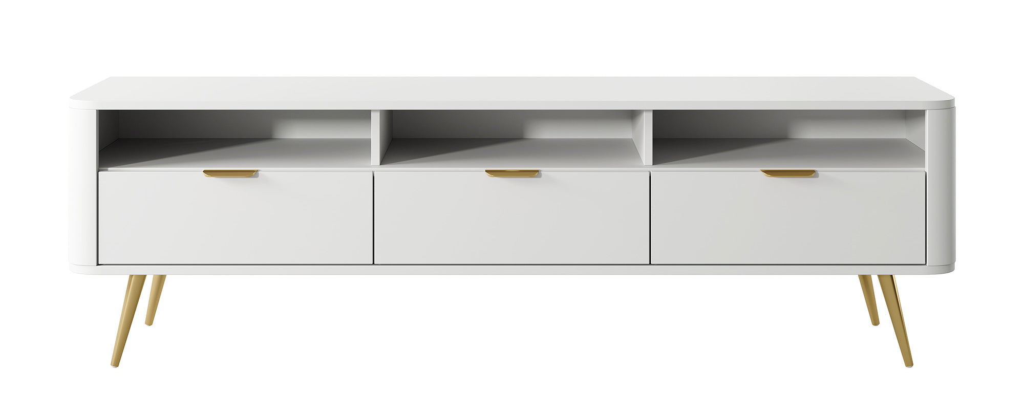 Szafka RTV Oval 160 cm z wnękami Biała
