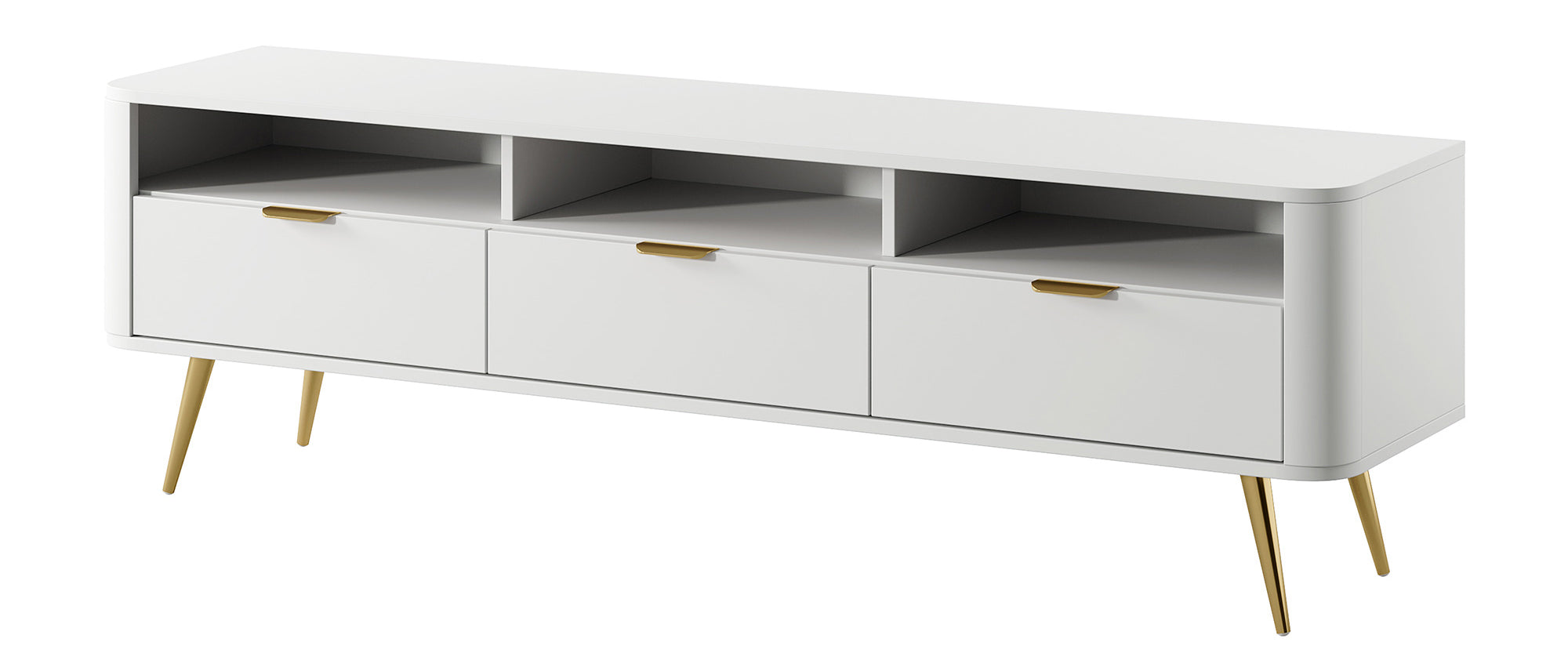 Szafka RTV Oval 160 cm z wnękami Biała