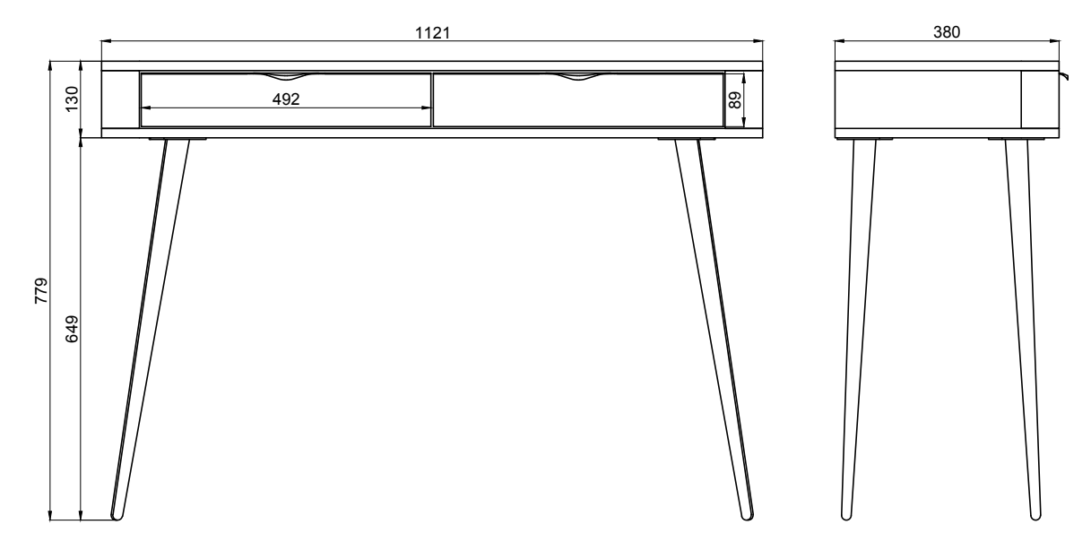 Toaletka z szufladami Oval 112 cm Biała