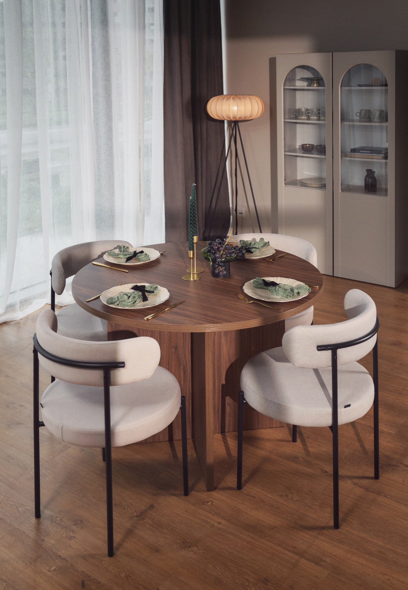 Stół rozkładany do jadalni Ovo okrągły 110-190x110 cm orzech Wisconsin