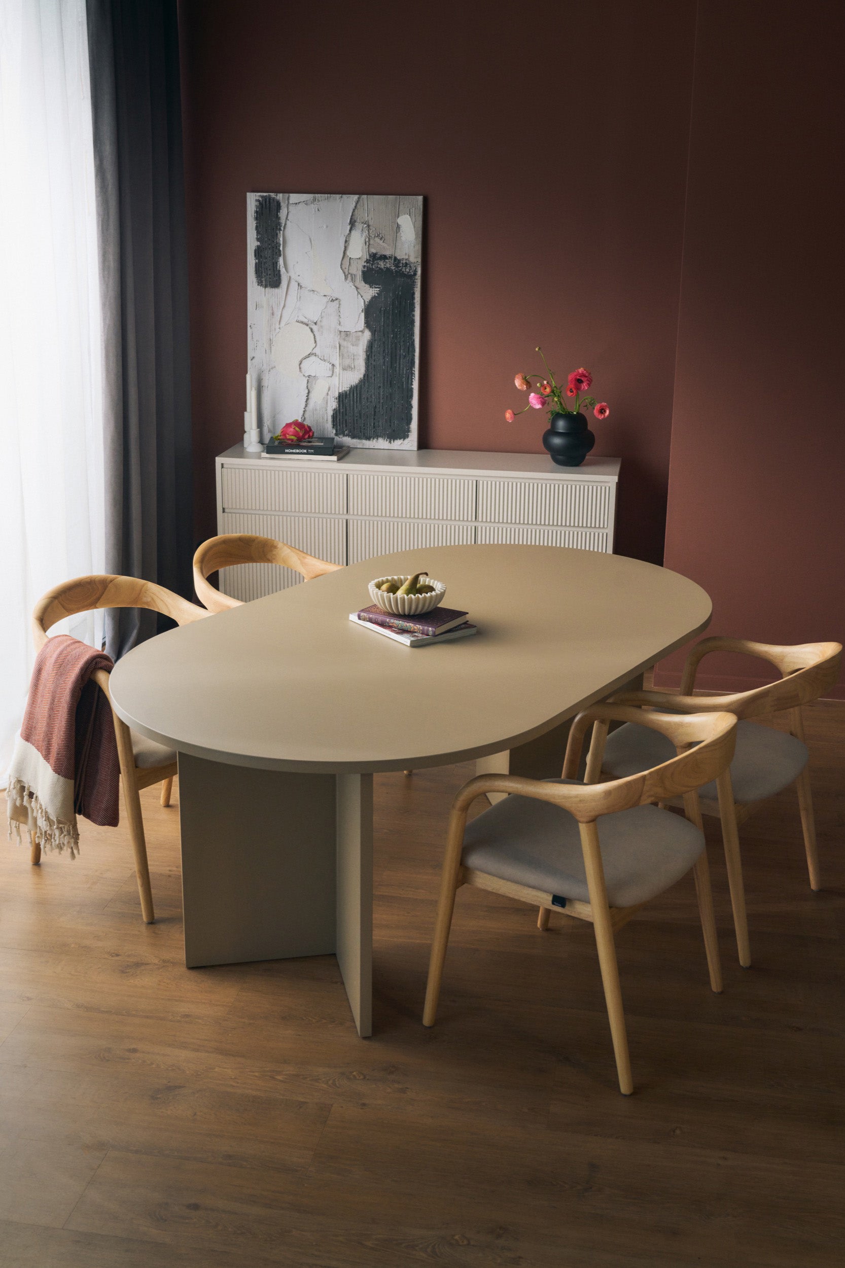 Stół do jadalni Ovo owalny 204 cm Cappuccino - styl nowoczesny