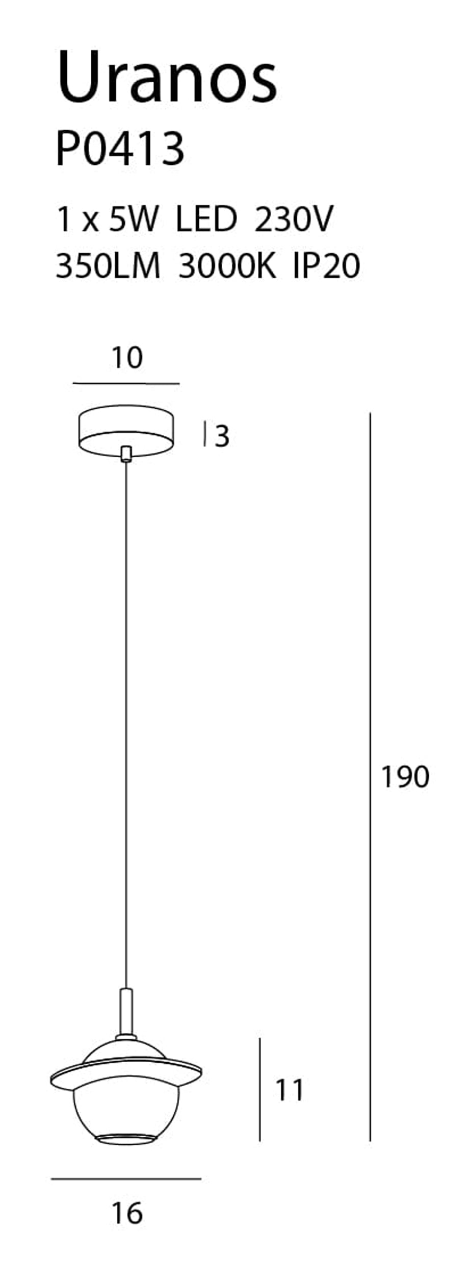Lampa wisząca Uranos biała