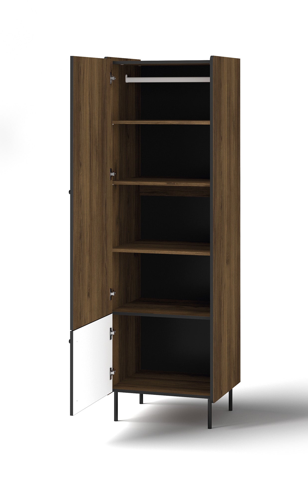 Szafa dwudrzwiowa Prestigo z ryflami 59 cm orzech warmia/czarny/san sebastian