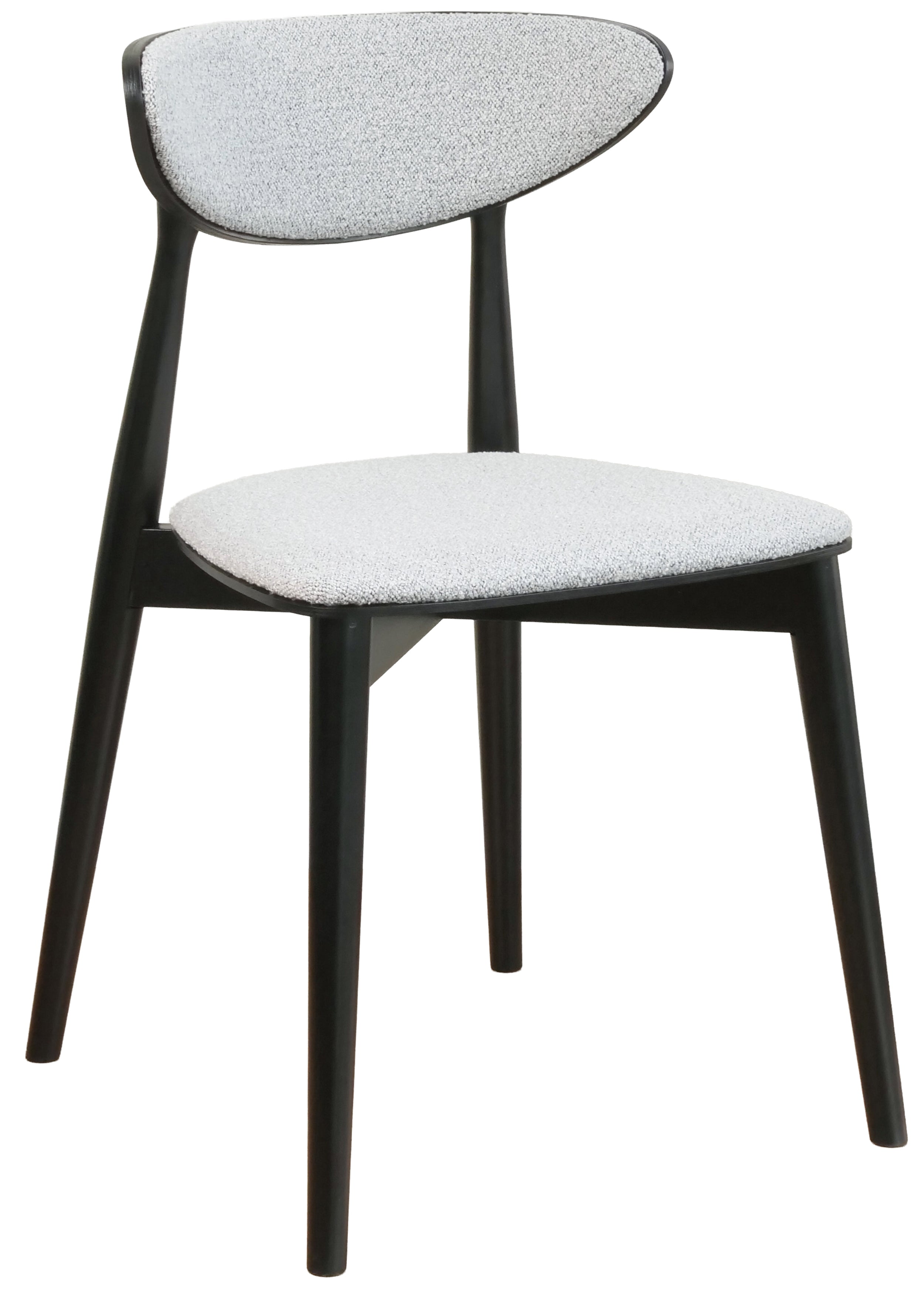 Krzesło drewniane do jadalni Andally czarne/jasnoszare boucle