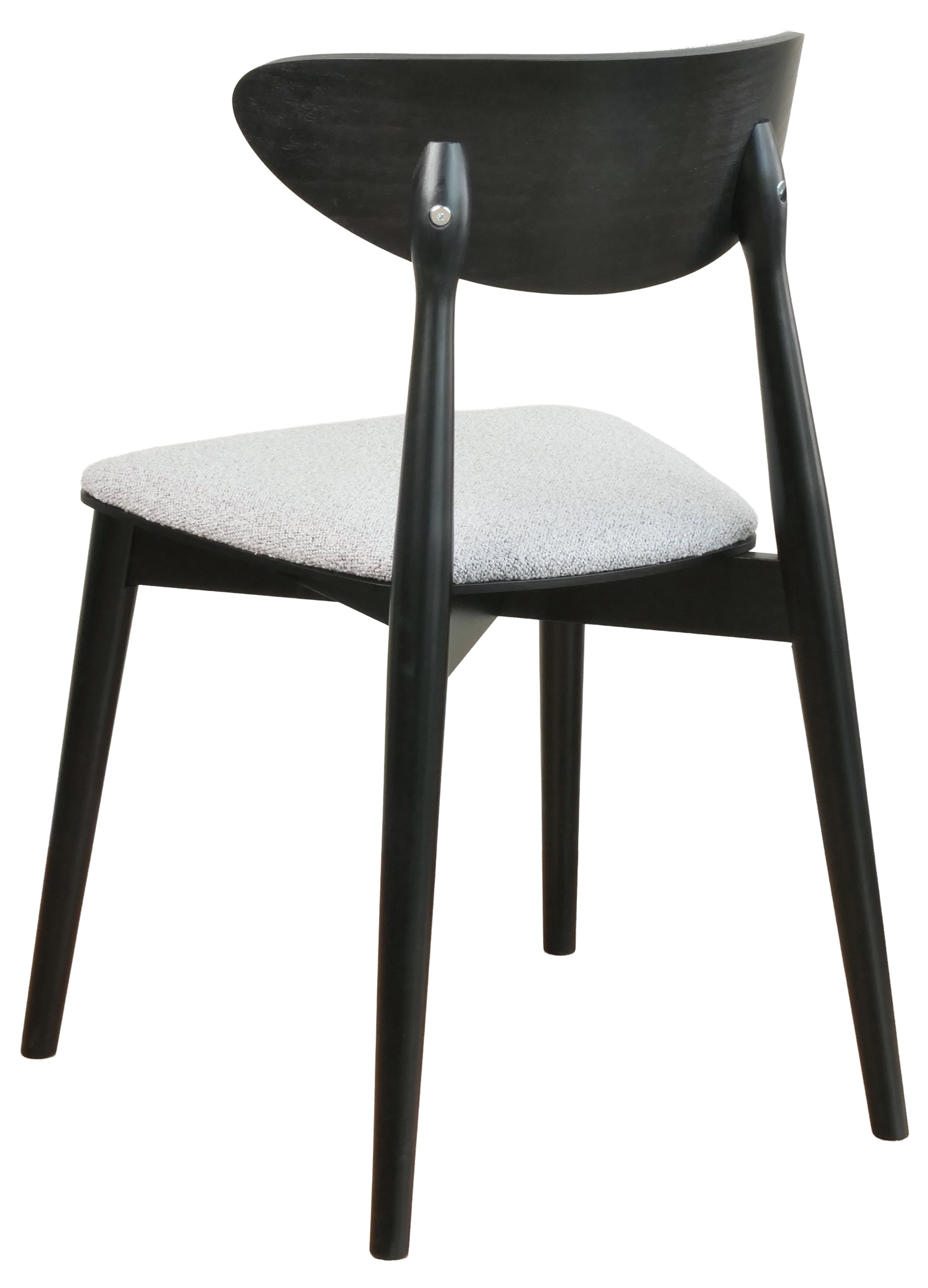 Krzesło drewniane do jadalni Andally czarne/jasnoszare boucle