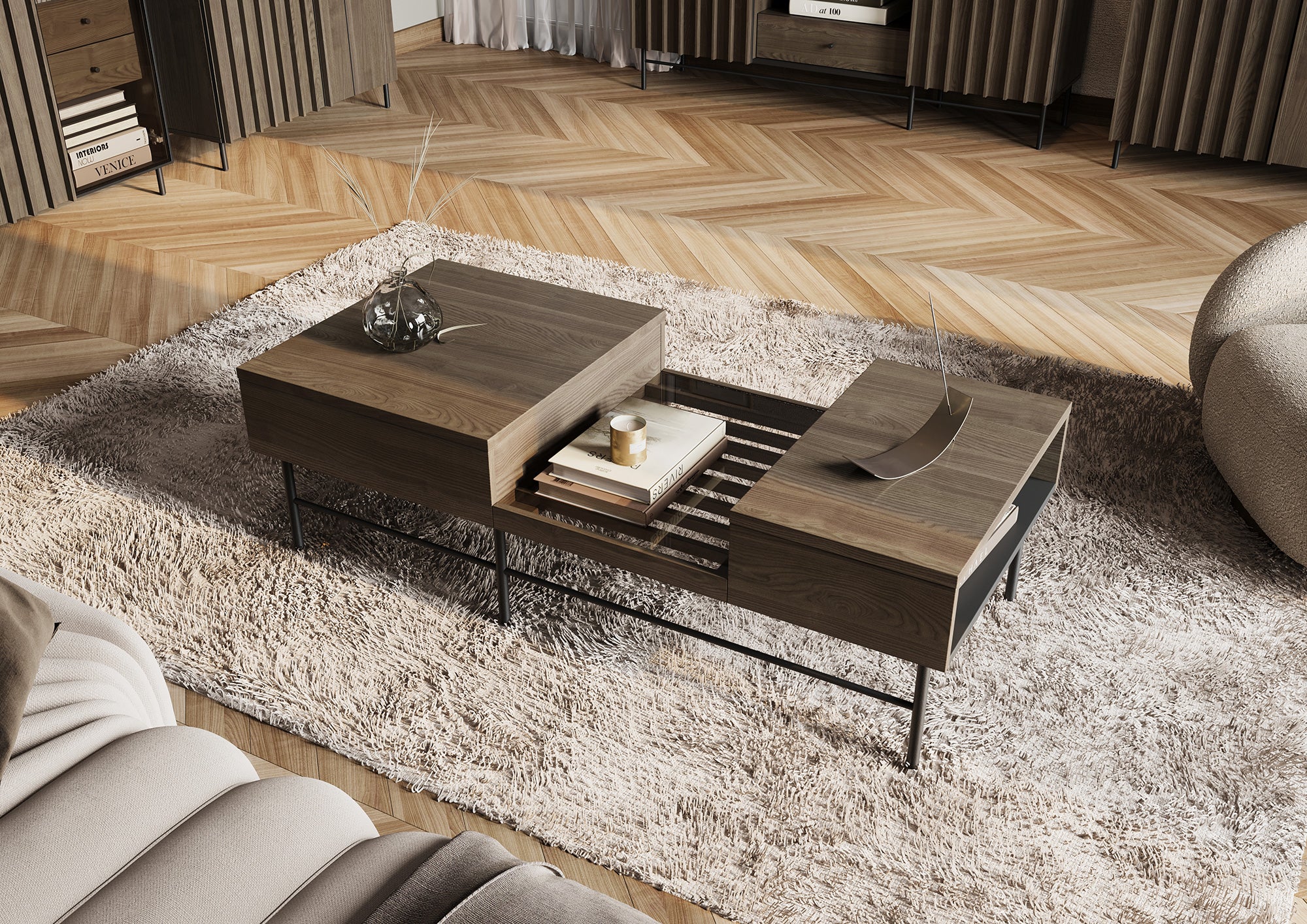 Stolik kawowy Piemonte 134x60 cm Jesion portland/czarny