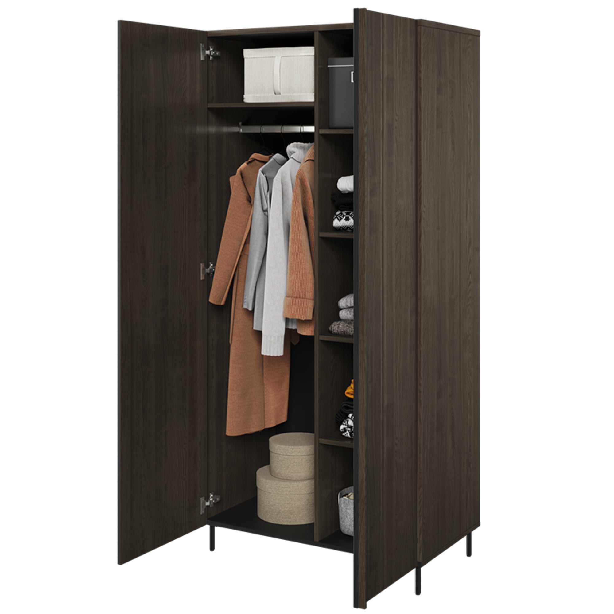 Szafa dwudrzwiowa Piemonte 92 cm Jesion portland/czarny