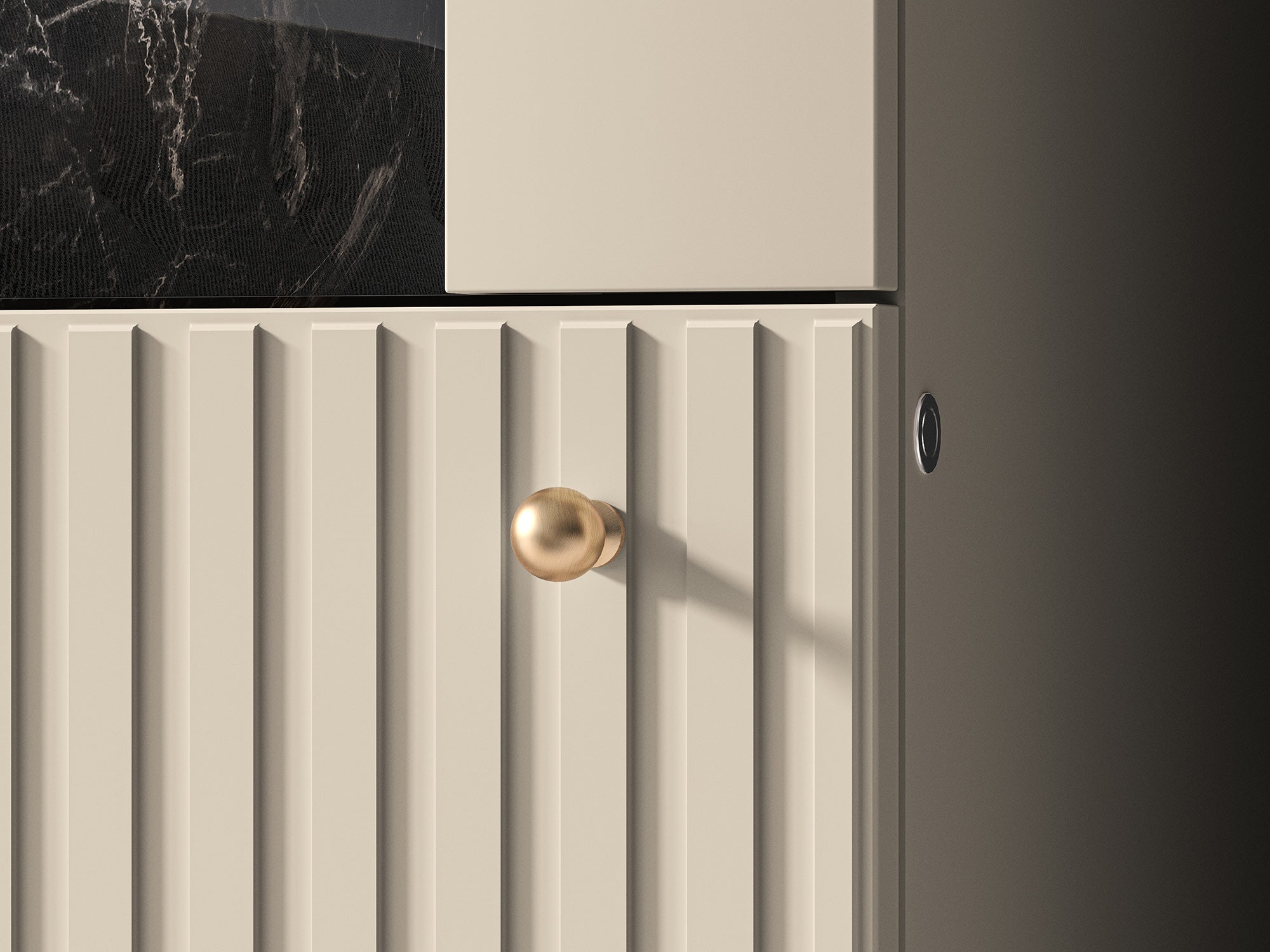 Witryna jednodrzwiowa Caletto 55 cm ozdobne lamele beżowa