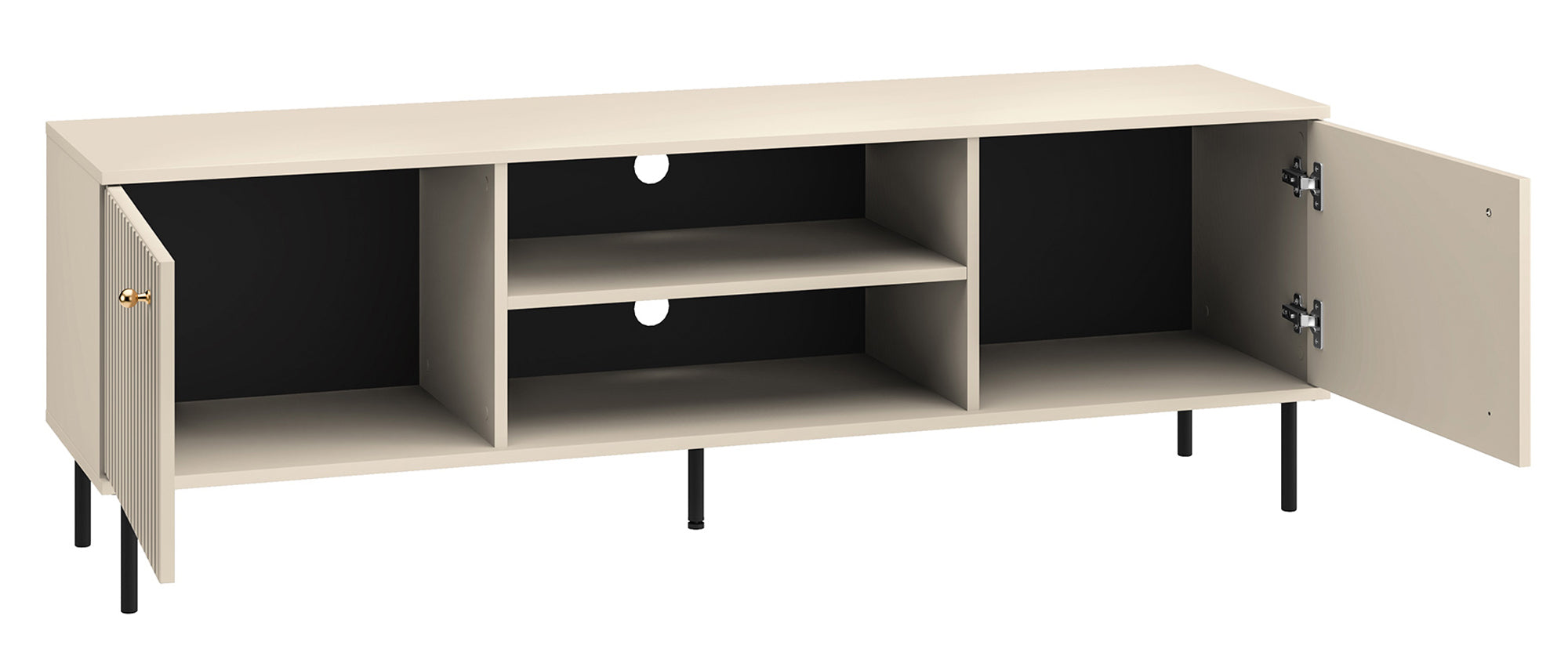 Szafka RTV Caletto 160 cm ozdobne lamele beżowa