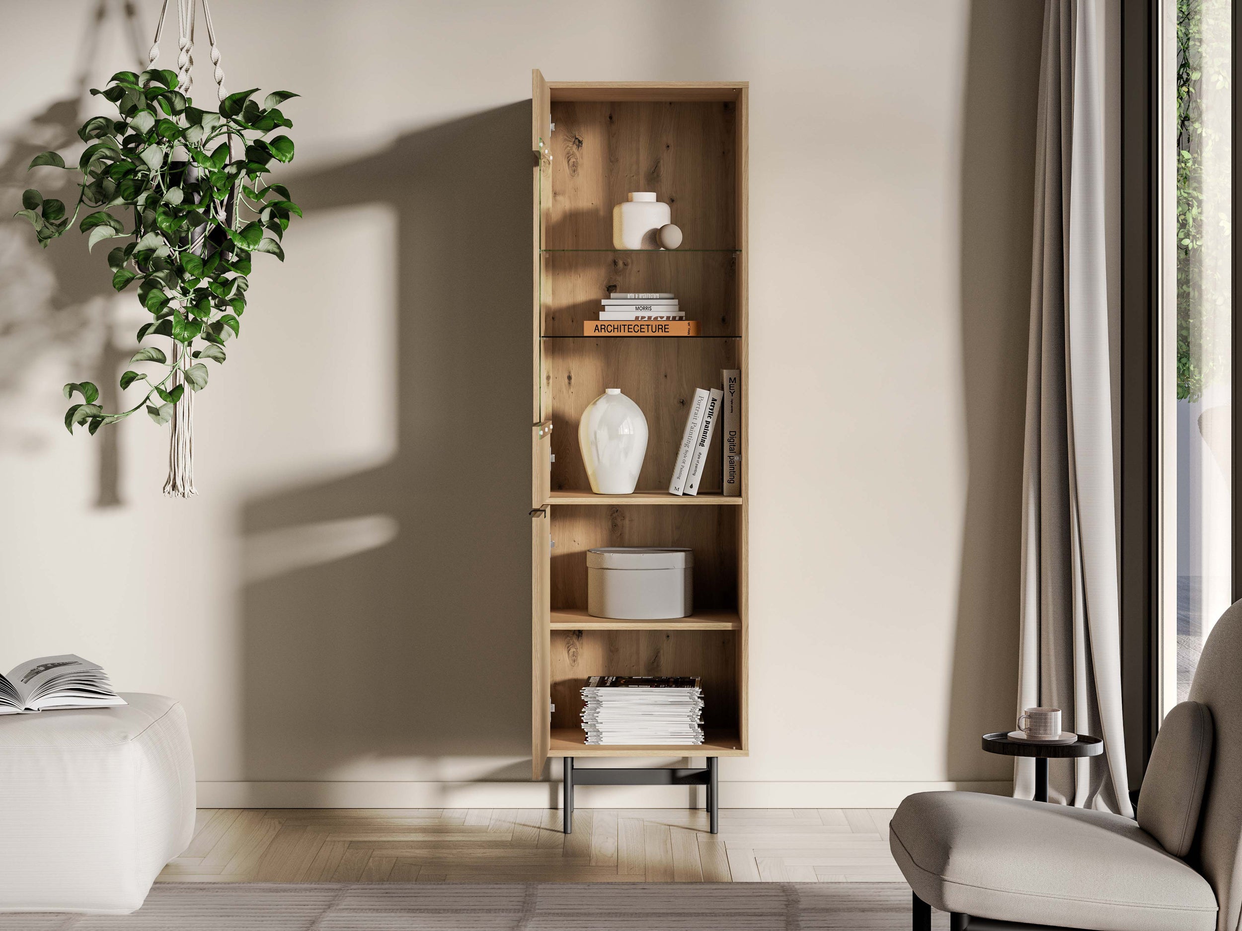 Witryna jednodrzwiowa Heggers 54 cm dąb mavelie