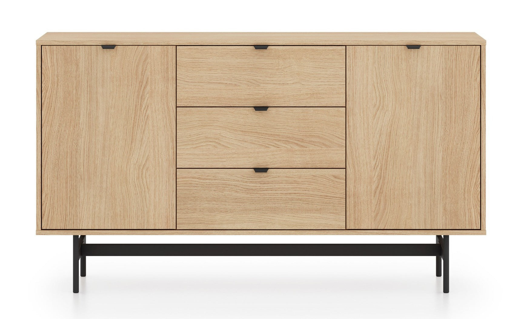 Komoda dwudrzwiowa Heggers z trzema szufladami 150 cm dąb mavelie