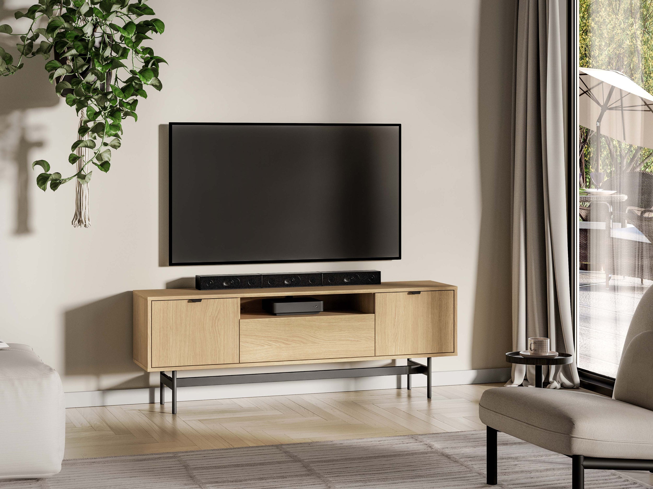 Szafka RTV trzydrzwiowa Heggers 150 cm dąb mavelie