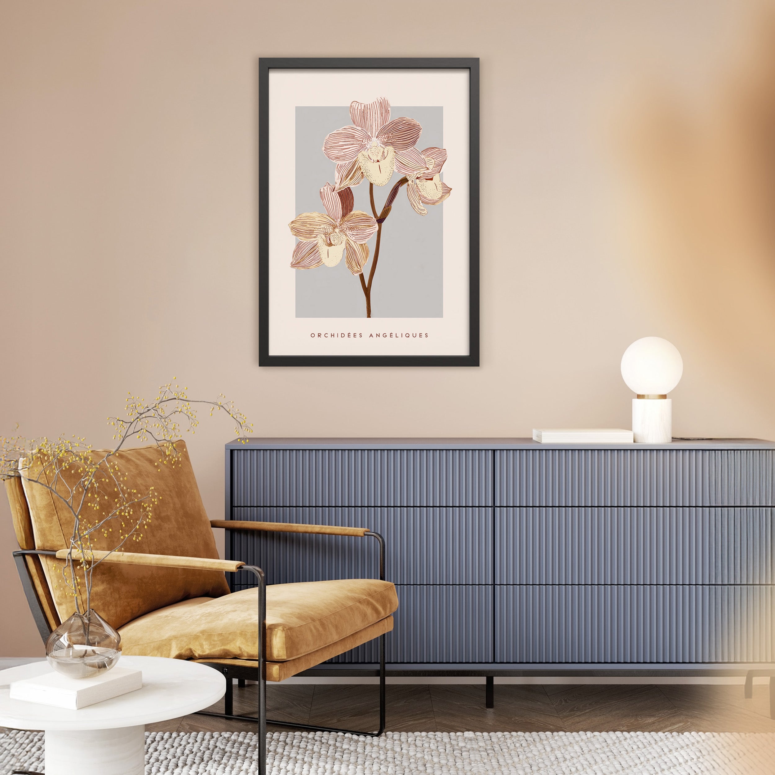 Obraz w czarnej ramie Pink Orchids 70x50 cm