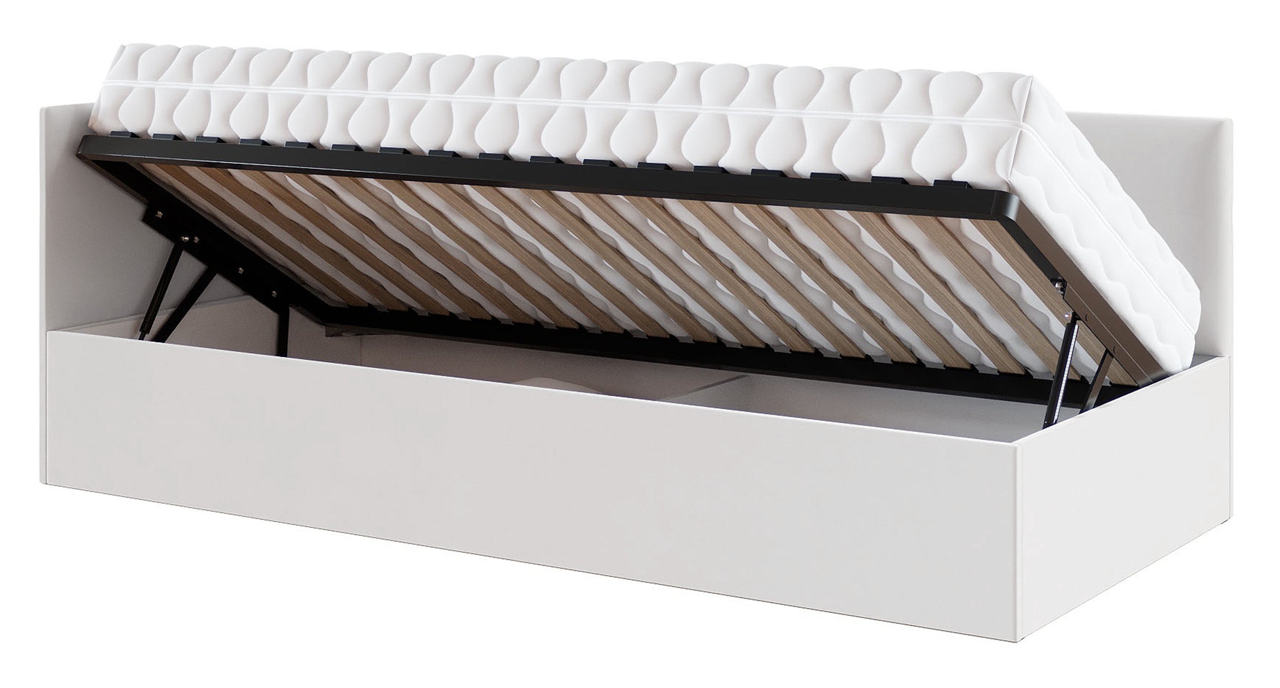 Łóżko młodzieżowe 90x200 cm Pixxel uniwersalne stelaż metalowy kremowe welur