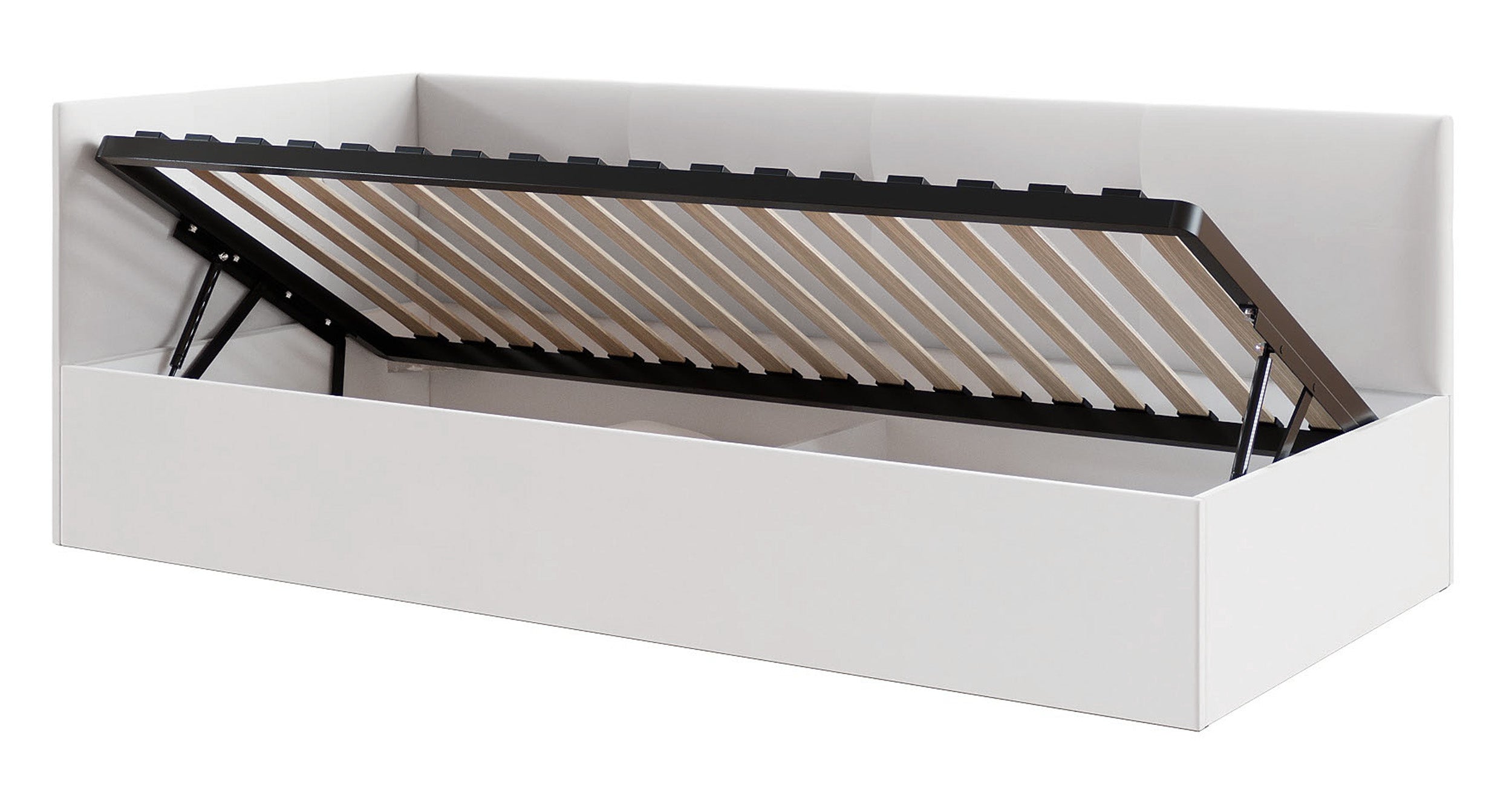 Łóżko młodzieżowe 90x200 cm Pixxel uniwersalne stelaż metalowy kremowe welur