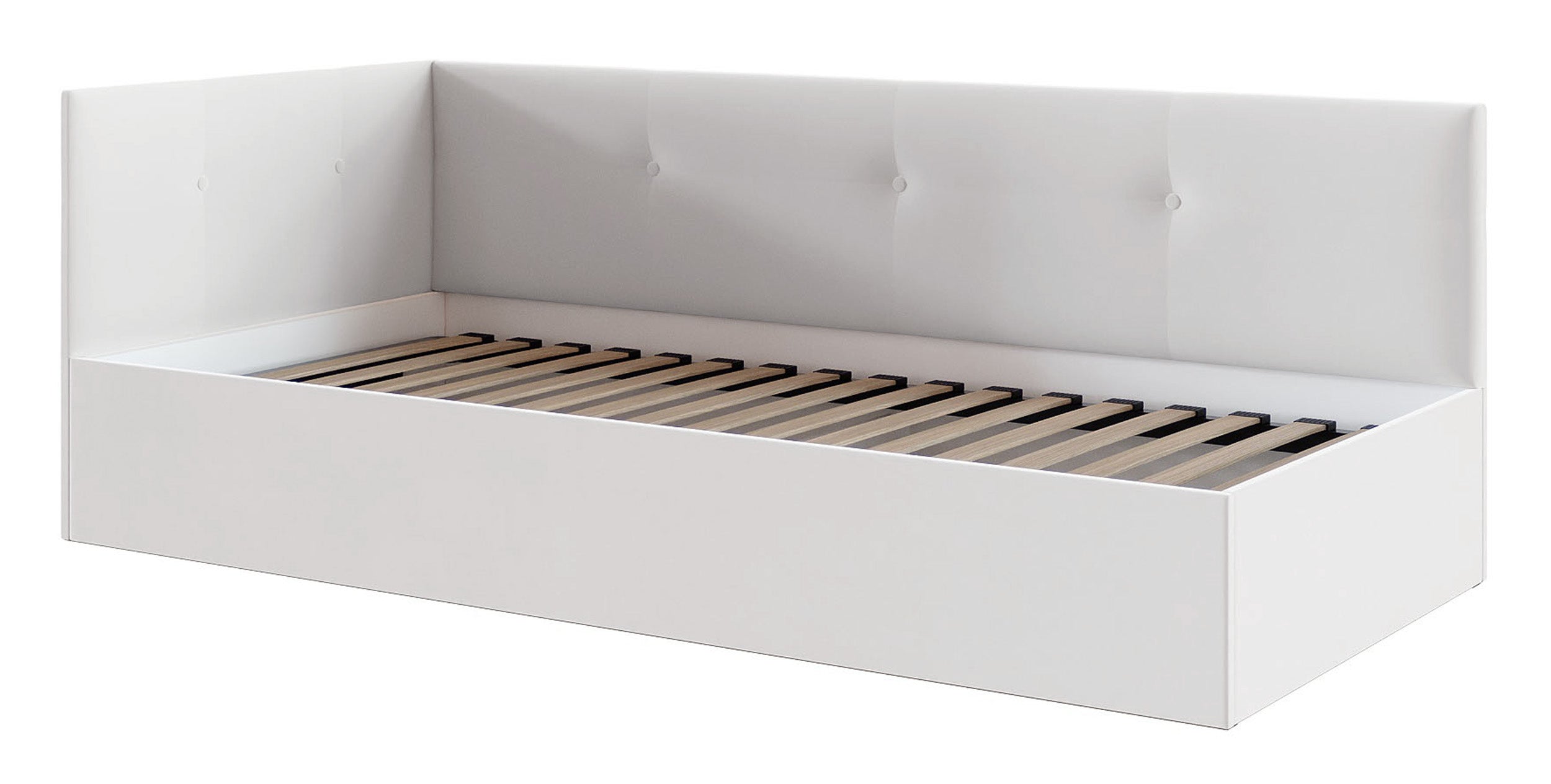 Łóżko młodzieżowe 90x200 cm Pixxel uniwersalne stelaż metalowy kremowe welur