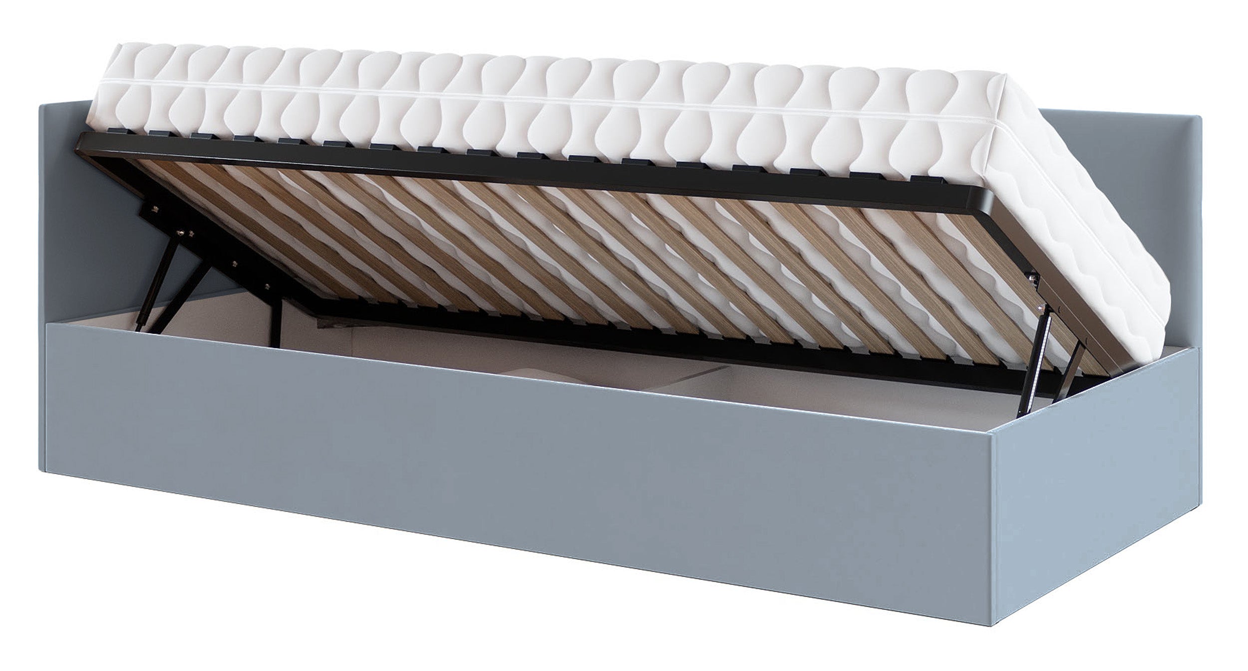 Łóżko młodzieżowe 90x200 cm Pixxel uniwersalne stelaż metalowy szare welur