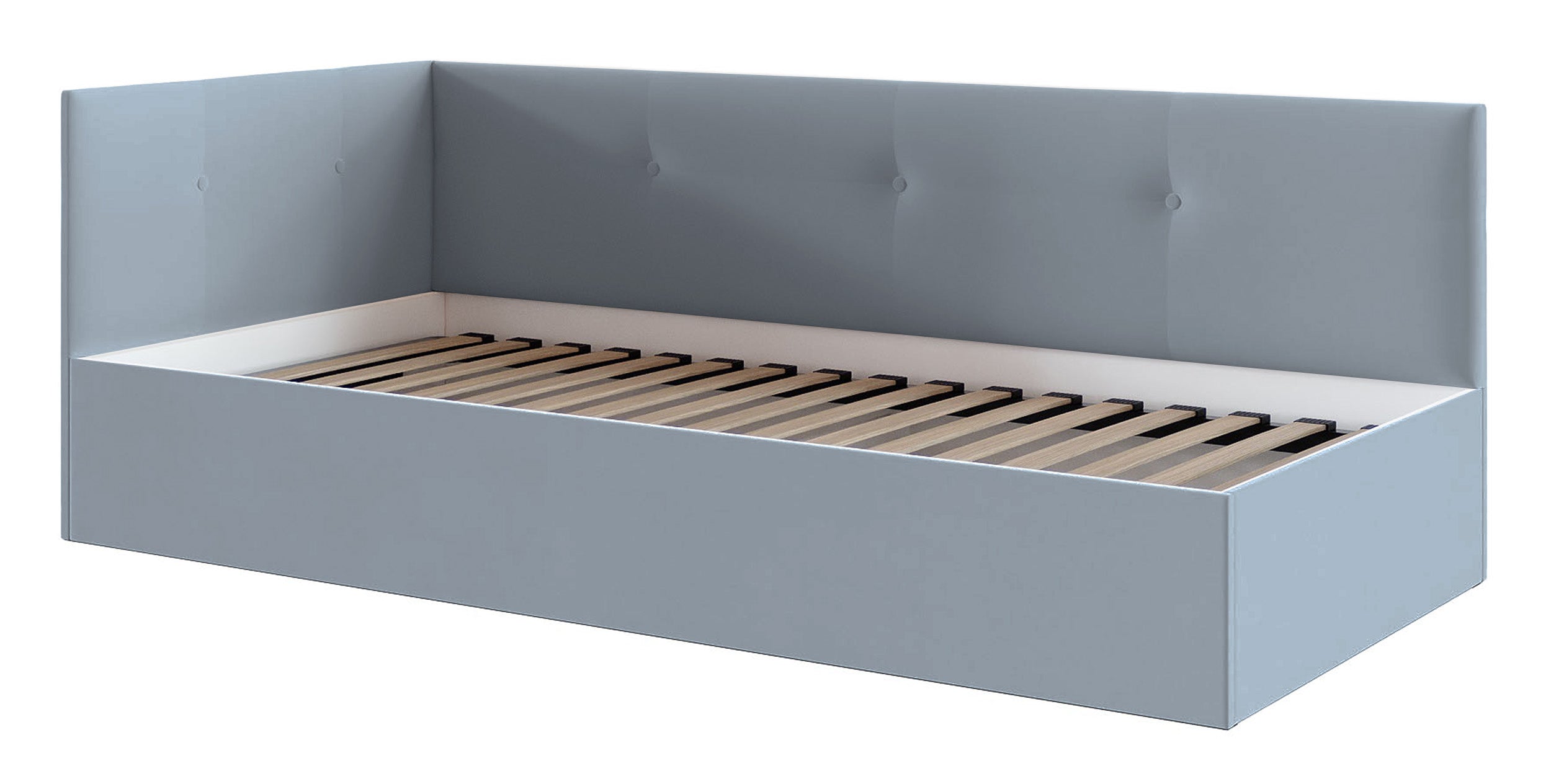 Łóżko młodzieżowe 90x200 cm Pixxel uniwersalne stelaż metalowy szare welur