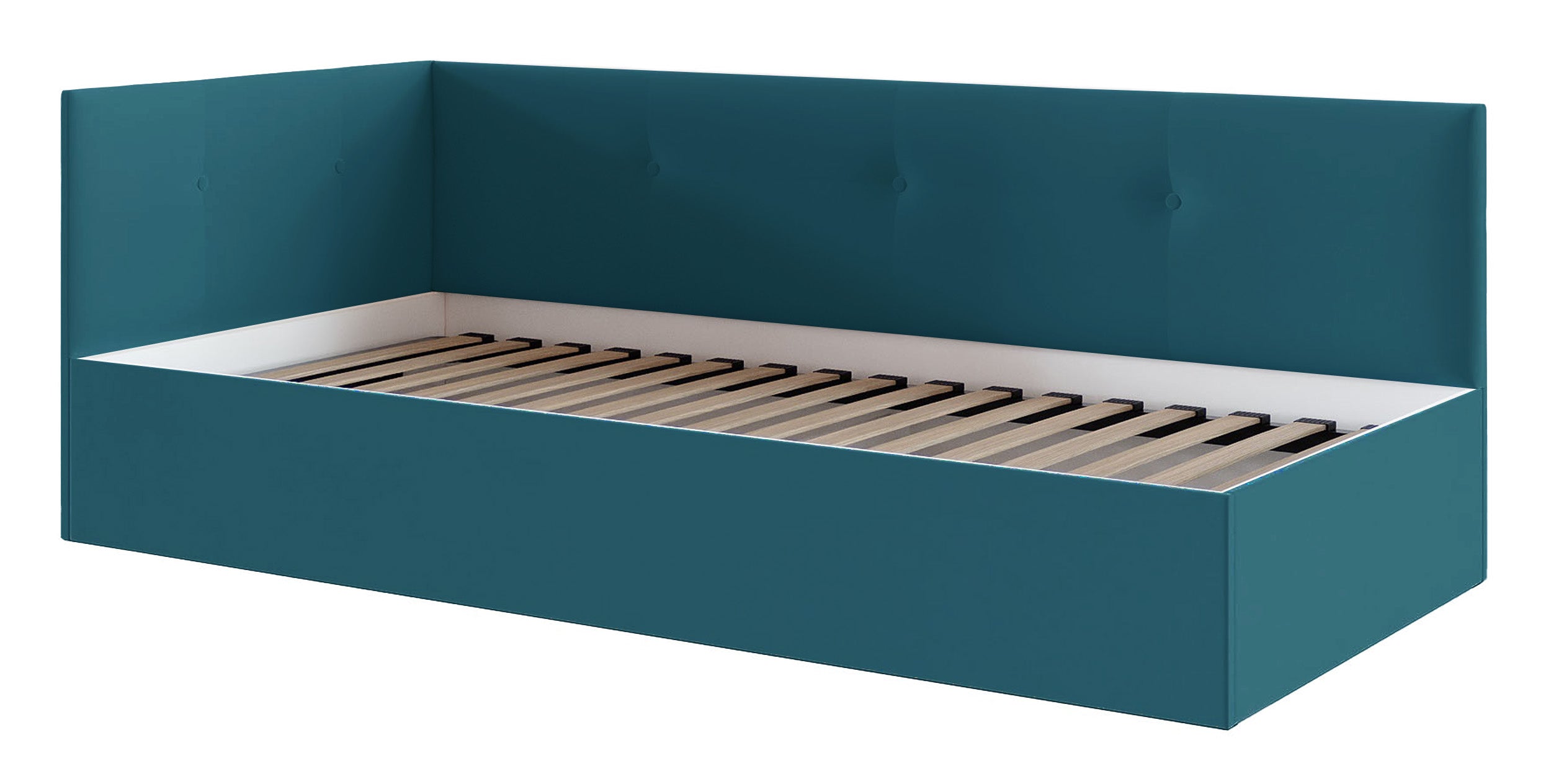 Łóżko młodzieżowe 90x200 cm Pixxel uniwersalne stelaż metalowy turkusowe welur